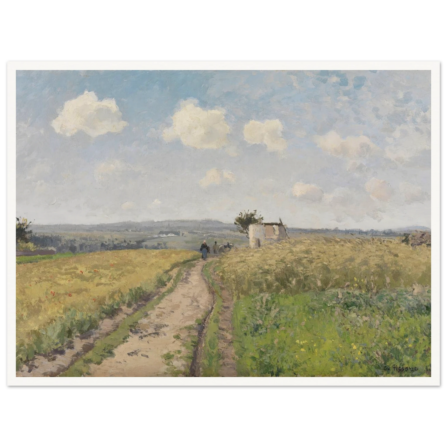 June morning near Pontoise (1873) Art Print | Camille Pissarro - Framed Poster - 30x40 cm / 12x16″ - Black frame