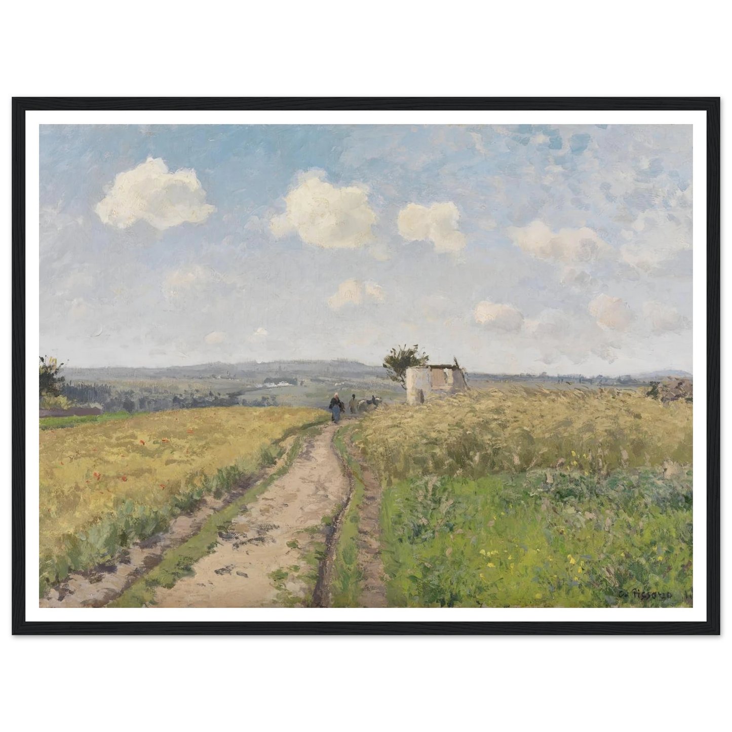 June morning near Pontoise (1873) Art Print | Camille Pissarro - Framed Poster - 30x40 cm / 12x16″ - Black frame