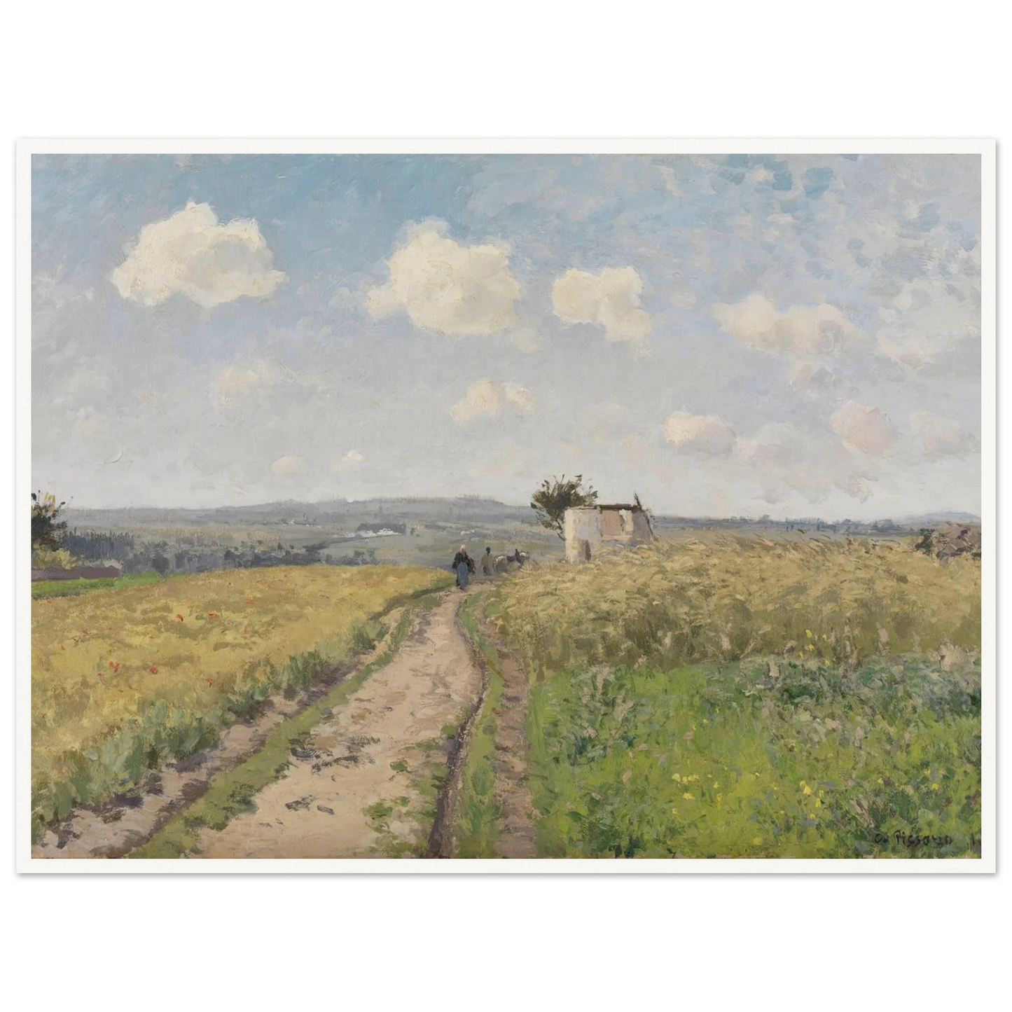 June morning near Pontoise (1873) Art Print | Camille Pissarro - Framed Poster - 30x40 cm / 12x16″ - Black frame