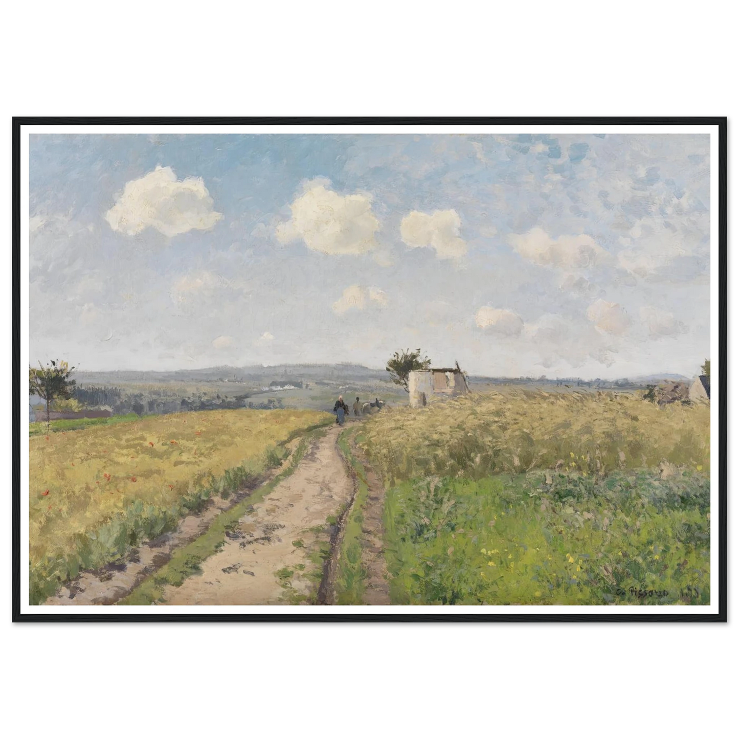 June morning near Pontoise (1873) Art Print | Camille Pissarro - Framed Poster - 30x40 cm / 12x16″ - Black frame