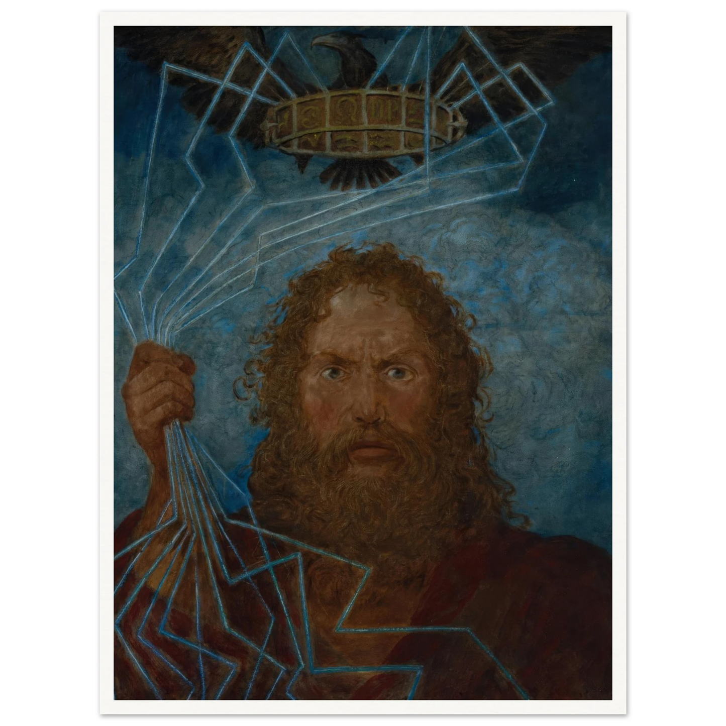 Jupiter (Donar) (1906) Art Print | Hans Thoma - Framed Poster - 30x40 cm / 12x16″ - Black frame