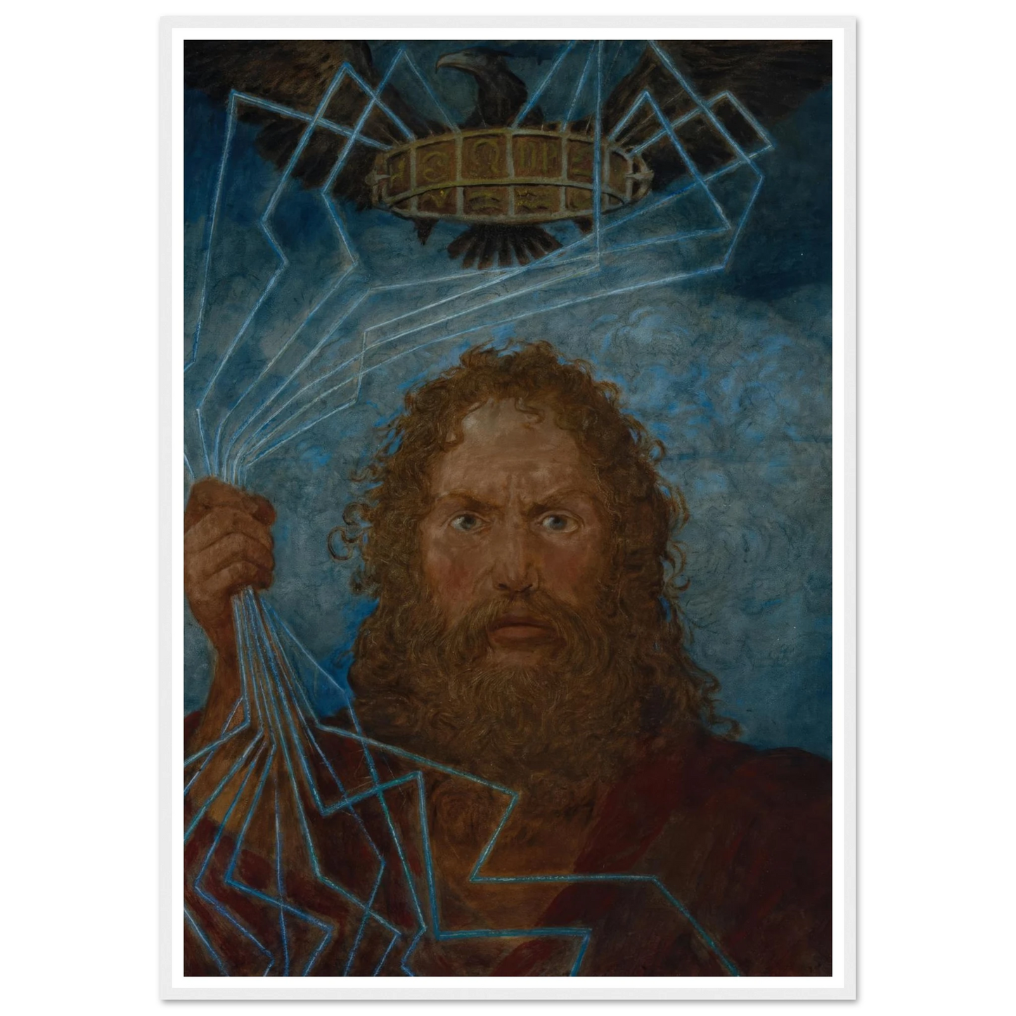 Jupiter (Donar) (1906) Art Print | Hans Thoma - Framed Poster - 30x40 cm / 12x16″ - Black frame