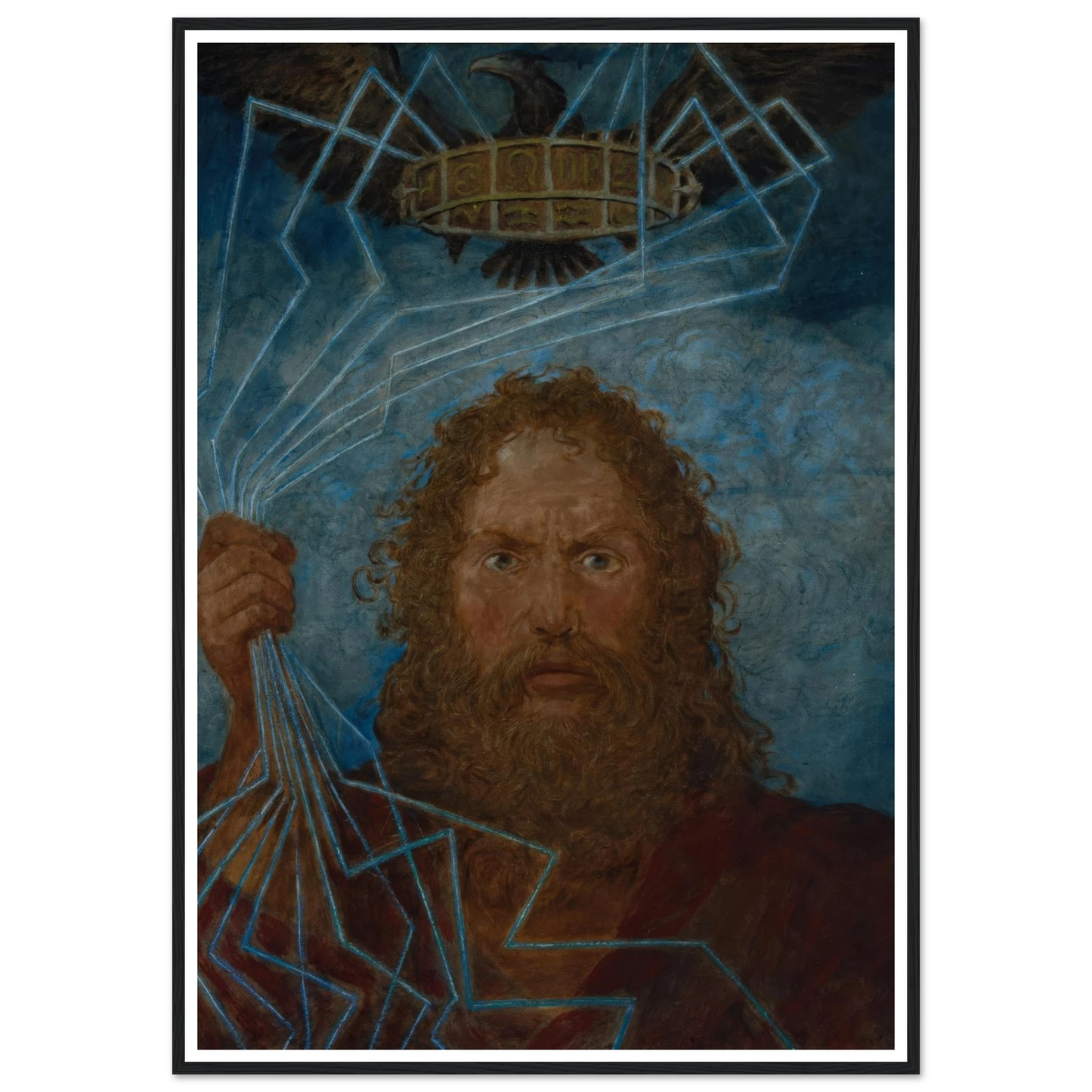 Jupiter (Donar) (1906) Art Print | Hans Thoma - Framed Poster - 30x40 cm / 12x16″ - Black frame