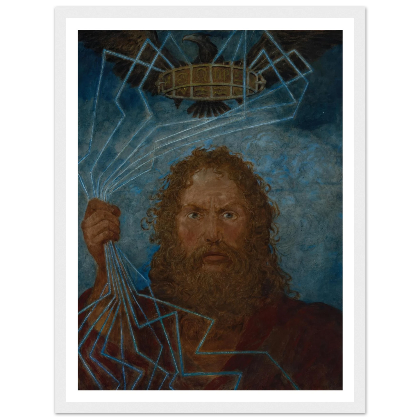 Jupiter (Donar) (1906) Art Print | Hans Thoma - Framed Poster - 30x40 cm / 12x16″ - Black frame