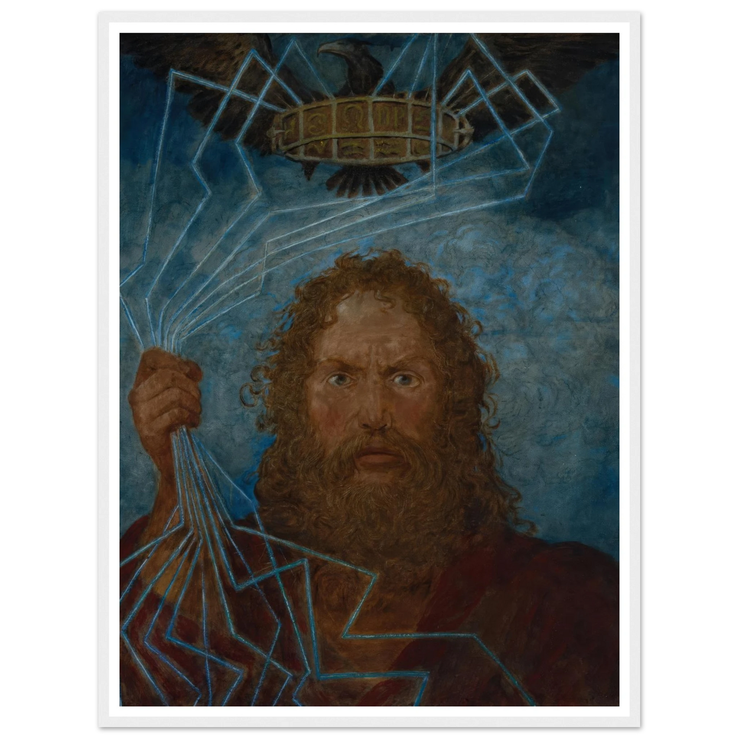 Jupiter (Donar) (1906) Art Print | Hans Thoma - Framed Poster - 30x40 cm / 12x16″ - Black frame