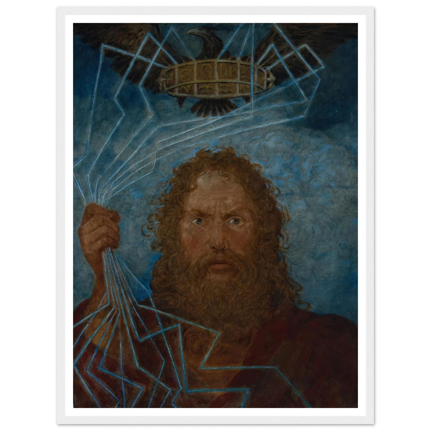 Jupiter (Donar) (1906) Art Print | Hans Thoma - Framed Poster - 30x40 cm / 12x16″ - Black frame