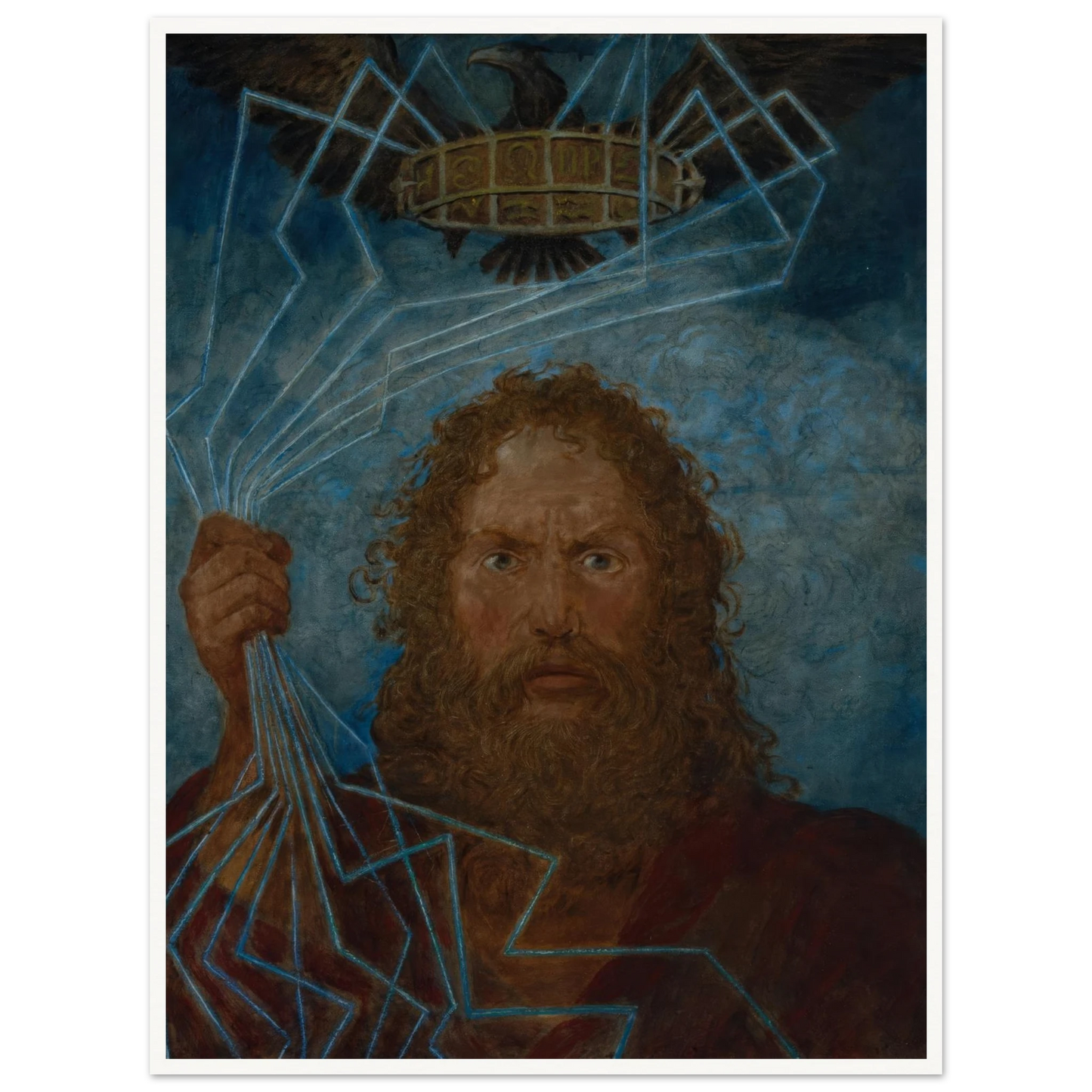 Jupiter (Donar) (1906) Art Print | Hans Thoma - Framed Poster - 30x40 cm / 12x16″ - Black frame