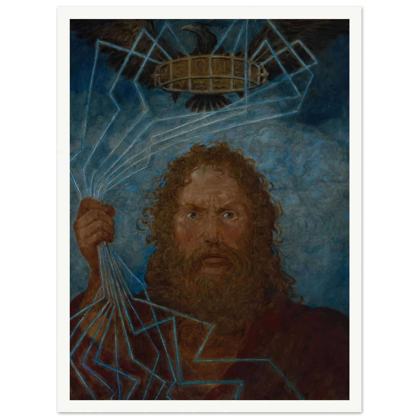 Jupiter (Donar) (1906) Art Print | Hans Thoma - Framed Poster - 30x40 cm / 12x16″ - Black frame