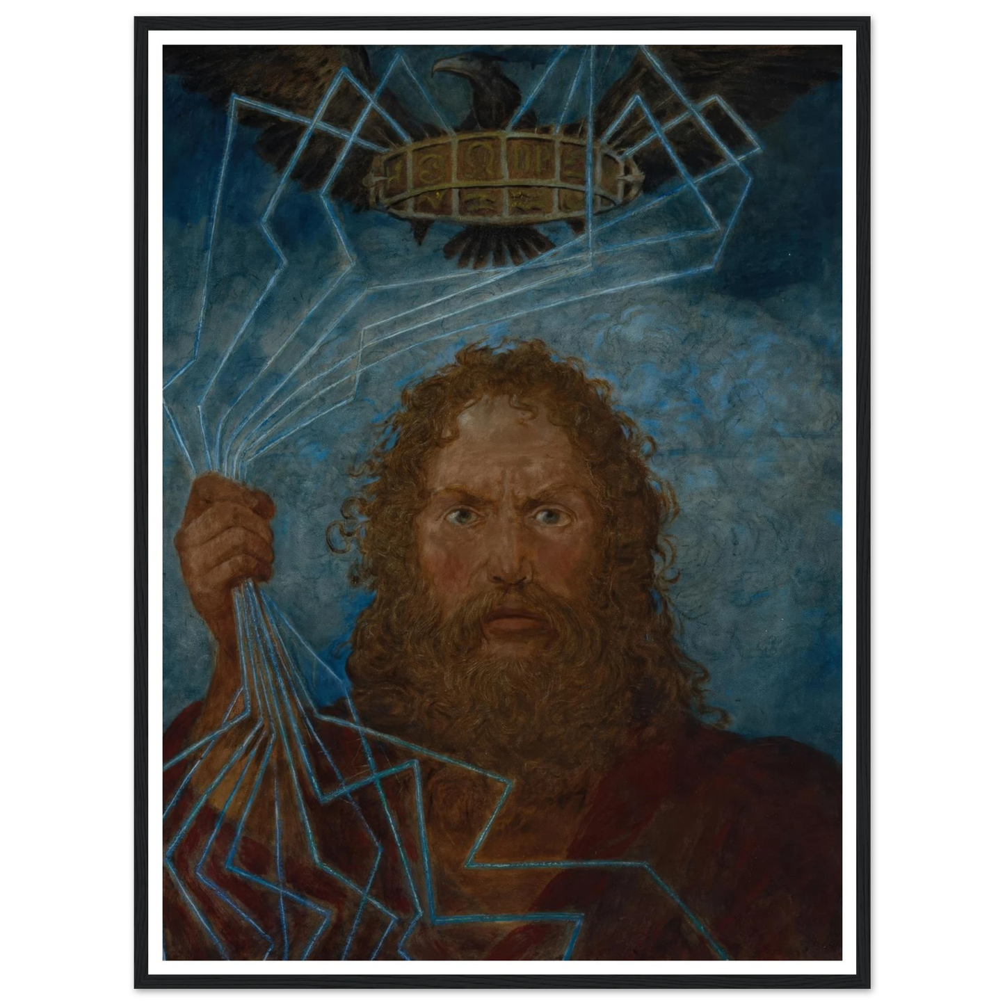 Jupiter (Donar) (1906) Art Print | Hans Thoma - Framed Poster - 30x40 cm / 12x16″ - Black frame