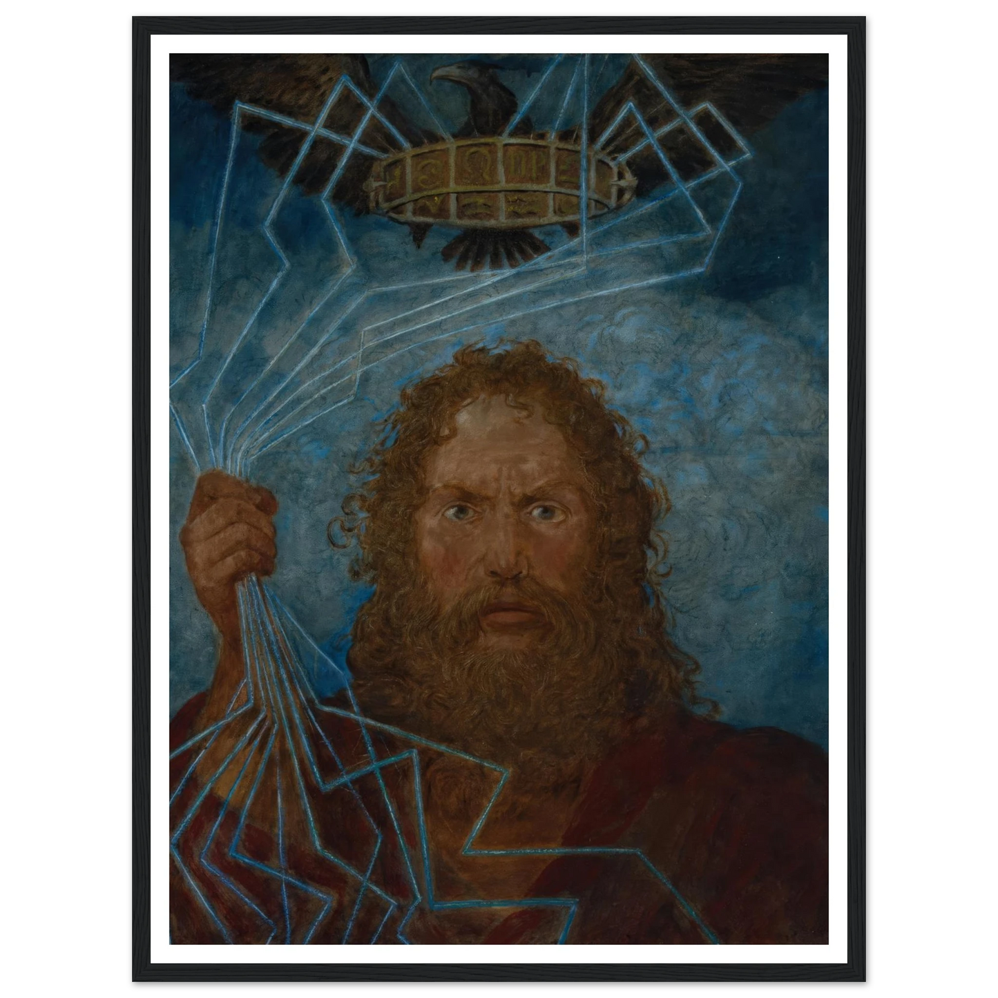 Jupiter (Donar) (1906) Art Print | Hans Thoma - Framed Poster - 30x40 cm / 12x16″ - Black frame