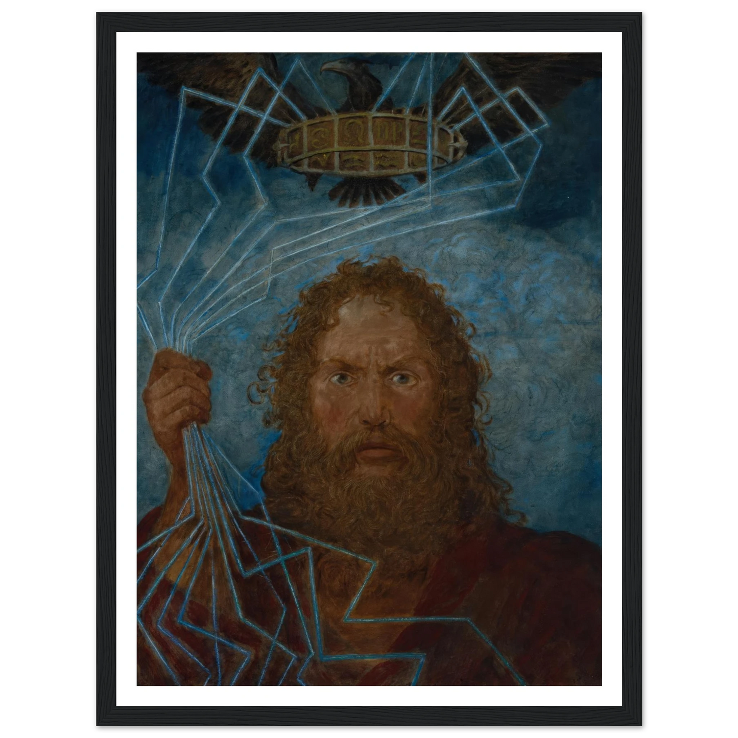 Jupiter (Donar) (1906) Art Print | Hans Thoma - Framed Poster - 30x40 cm / 12x16″ - Black frame