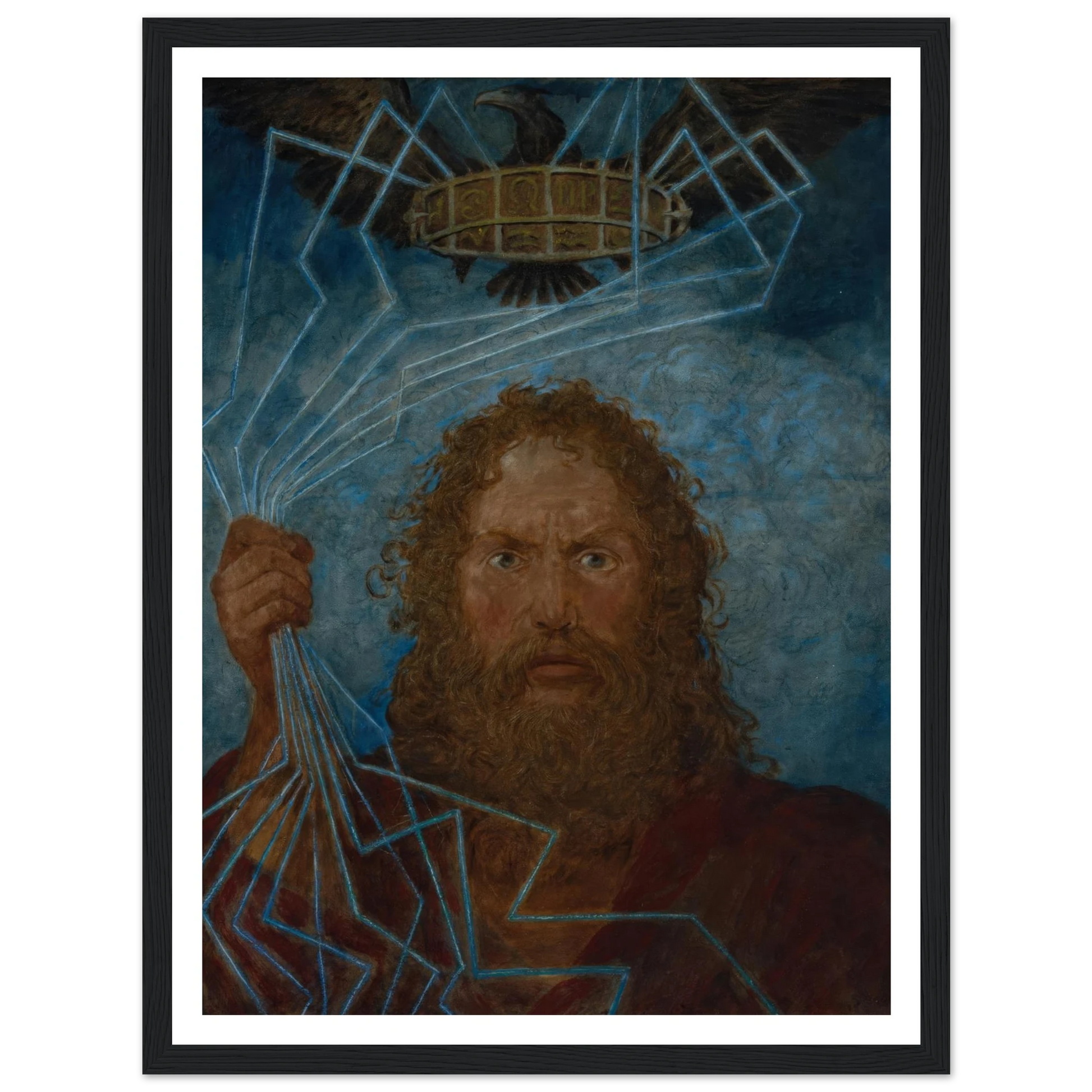 Jupiter (Donar) (1906) Art Print | Hans Thoma - Framed Poster - 30x40 cm / 12x16″ - Black frame