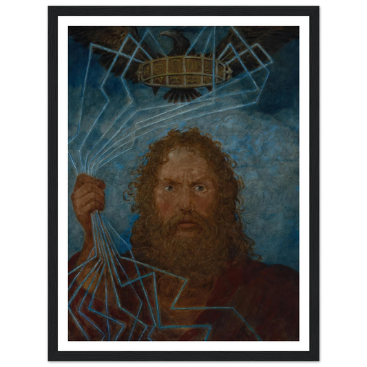 Jupiter (Donar) (1906) Art Print | Hans Thoma - Framed Poster - 30x40 cm / 12x16″ - Black frame