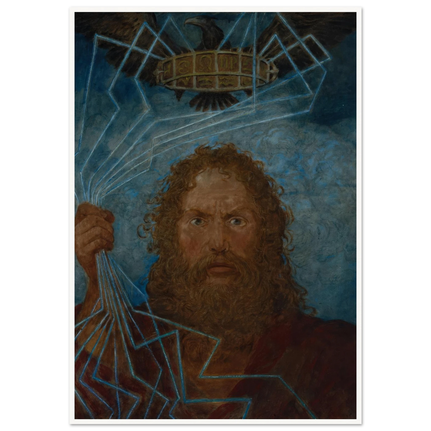 Jupiter (Donar) (1906) Art Print | Hans Thoma - Framed Poster - 30x40 cm / 12x16″ - Black frame