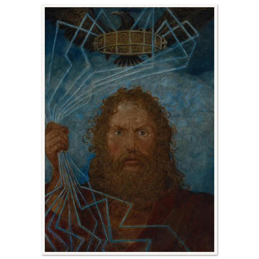 Jupiter (Donar) (1906) Art Print | Hans Thoma - Framed Poster - 30x40 cm / 12x16″ - Black frame