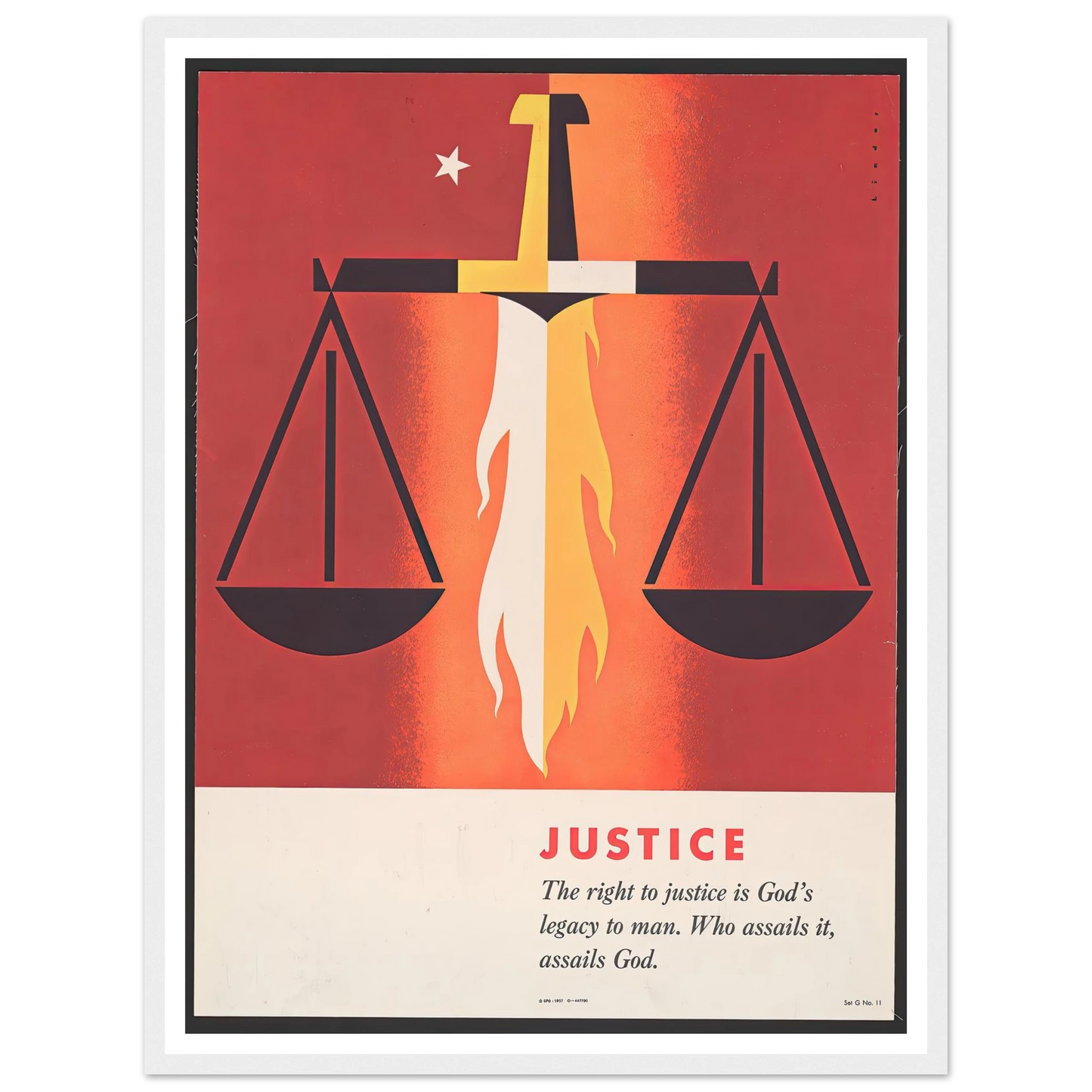 Justice (1957) Art Print | Joseph Binder - Framed Poster - 30x40 cm / 12x16″ - Black frame