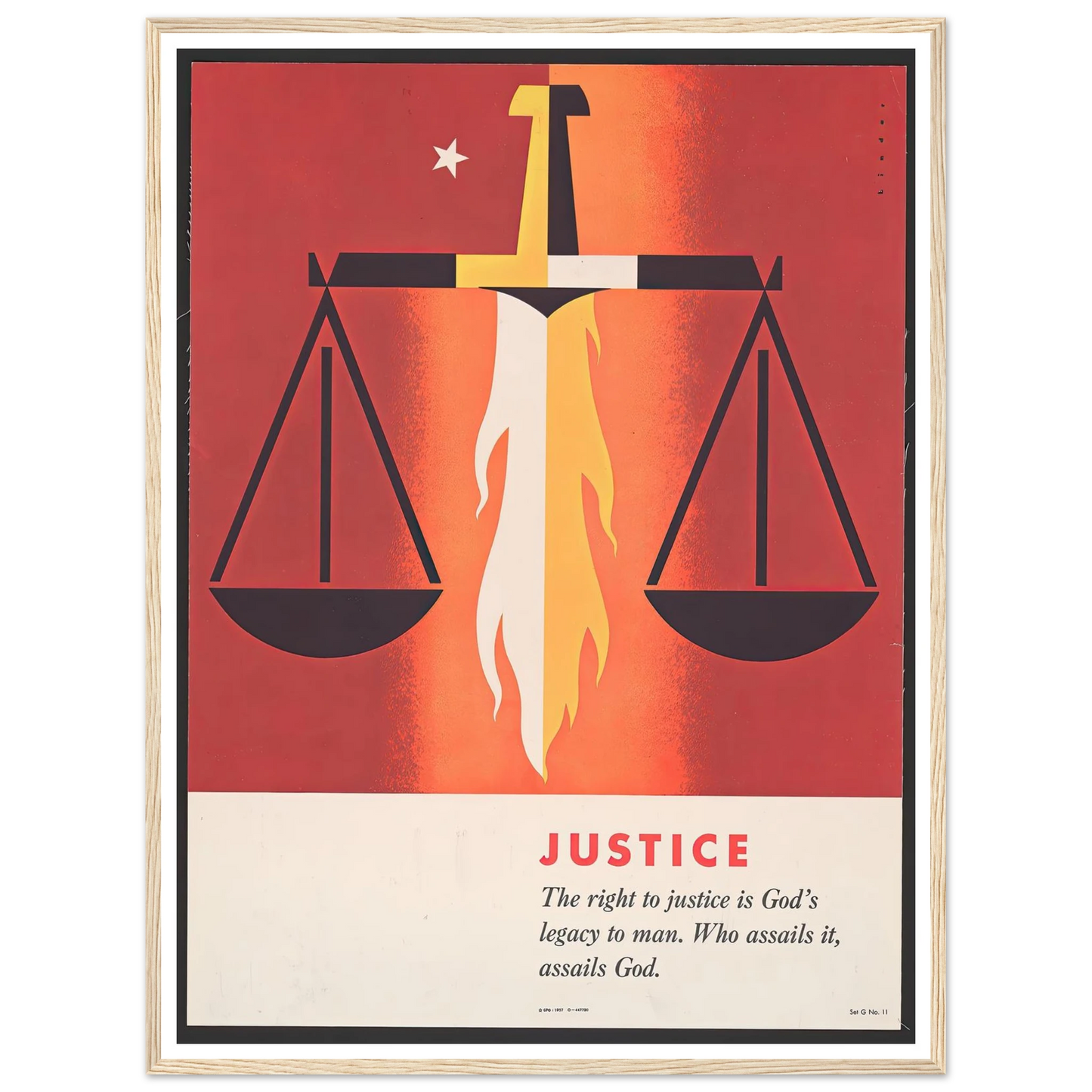 Justice (1957) Art Print | Joseph Binder - Framed Poster - 30x40 cm / 12x16″ - Black frame