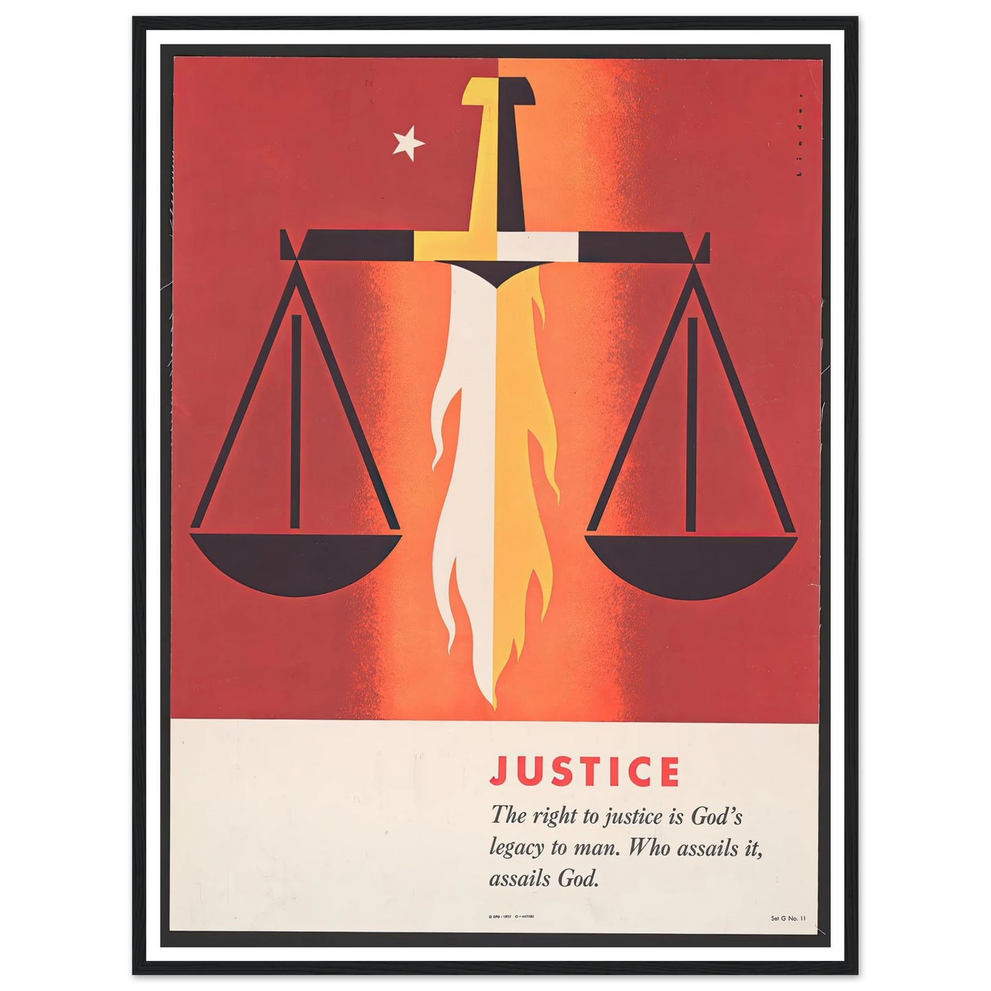 Justice (1957) Art Print | Joseph Binder - Framed Poster - 30x40 cm / 12x16″ - Black frame