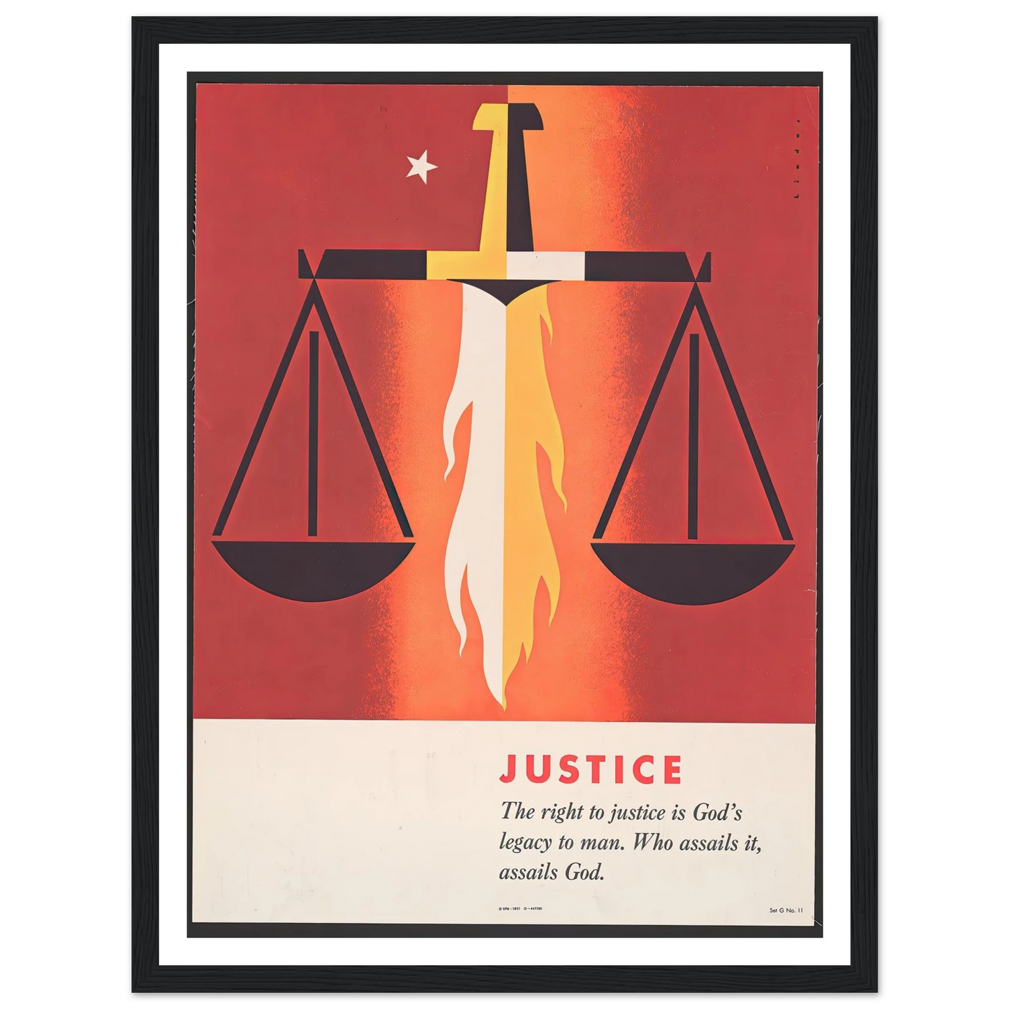 Justice (1957) Art Print | Joseph Binder - Framed Poster - 30x40 cm / 12x16″ - Black frame