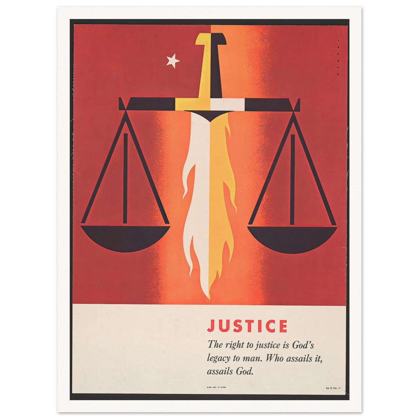 Justice (1957) Art Print | Joseph Binder - Framed Poster - 30x40 cm / 12x16″ - Black frame