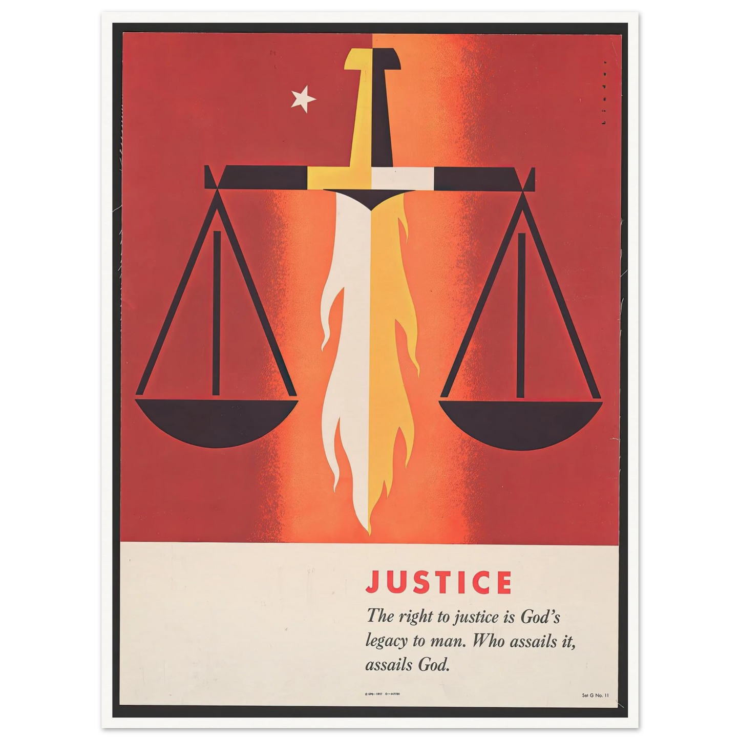 Justice (1957) Art Print | Joseph Binder - Framed Poster - 30x40 cm / 12x16″ - Black frame