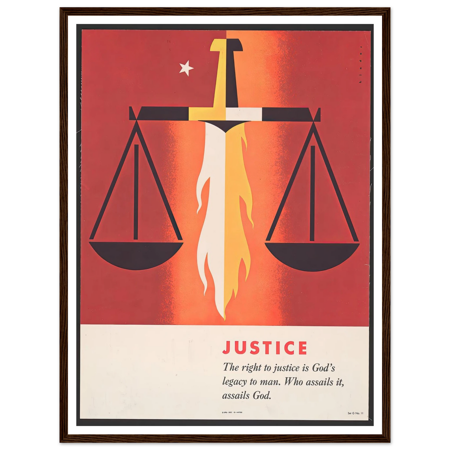 Justice (1957) Art Print | Joseph Binder - Framed Poster - 30x40 cm / 12x16″ - Black frame