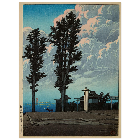 Kanda Myojin keidai (Kanda Myojin Shrine precent) (1926) Art Print | Kawase Hasui - Framed Poster - 30x40 cm / 12x16″ - Black frame