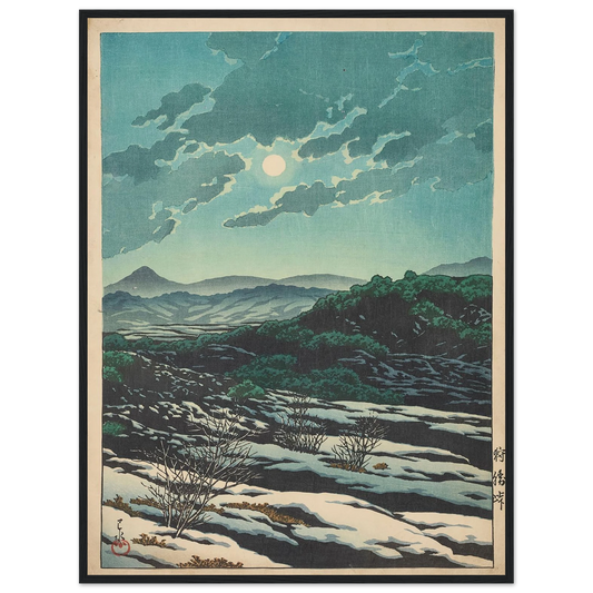Karikachi toge (Karikachi Mountain Pass) (1927) Art Print | Kawase Hasui - Framed Poster - 30x40 cm / 12x16″ - Black frame
