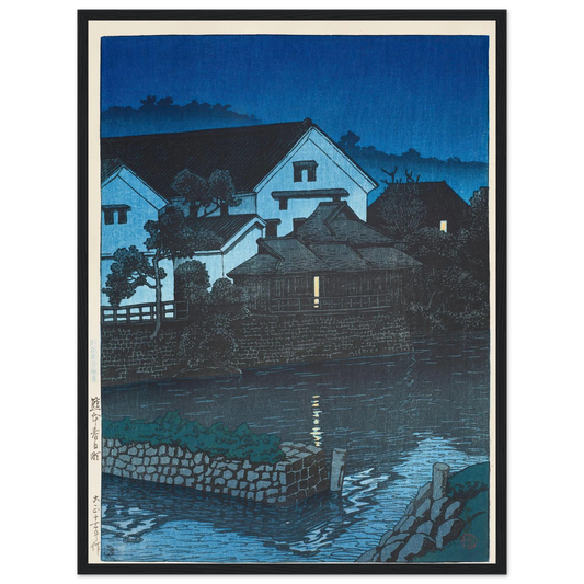 Kasuga-cho, Kumamoto (1922) Art Print | Kawase Hasui - Framed Poster - 30x40 cm / 12x16″ - Black frame