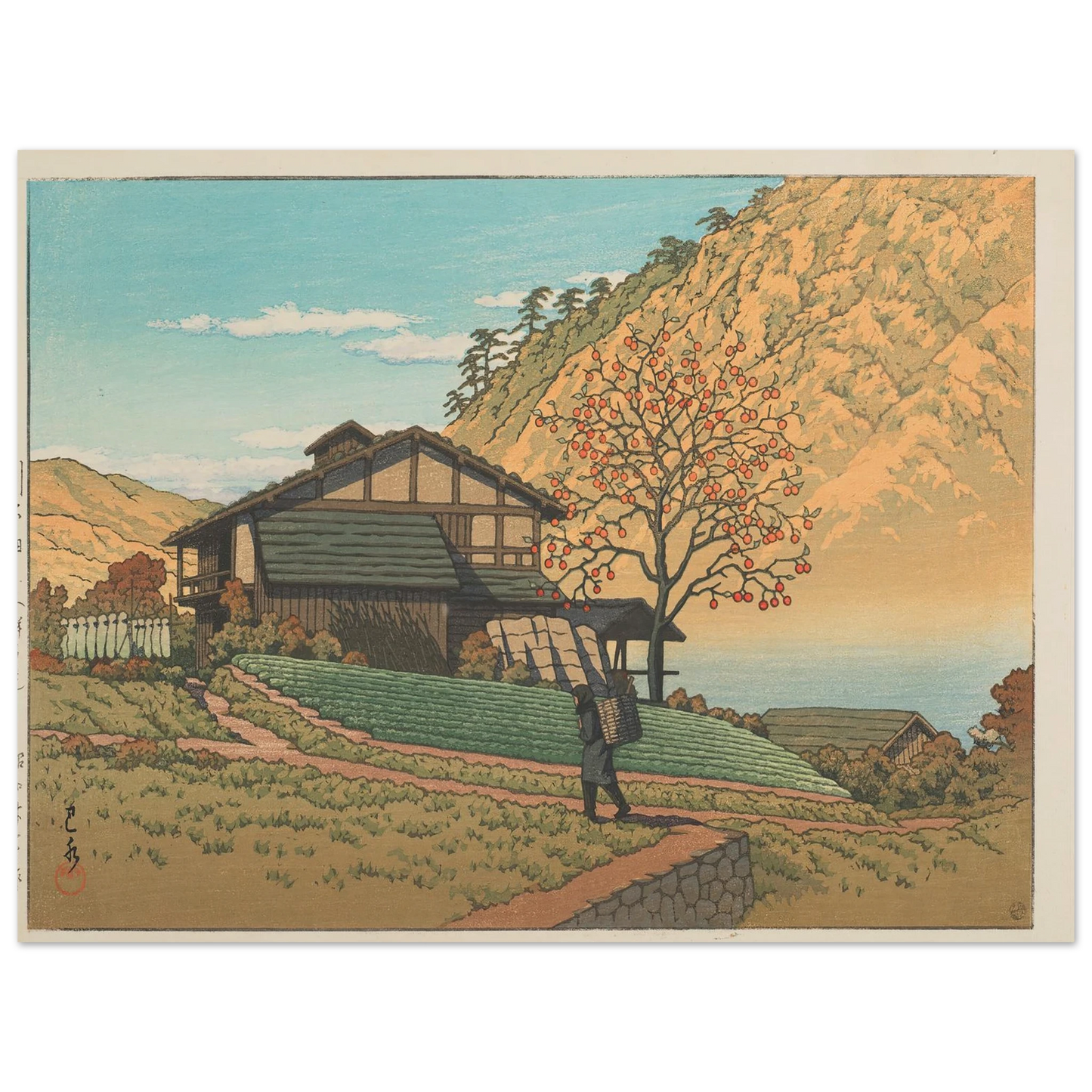 Kawarahata (Gunma) (1955) Art Print | Kawase Hasui - Framed Poster - 30x40 cm / 12x16″ - Black frame