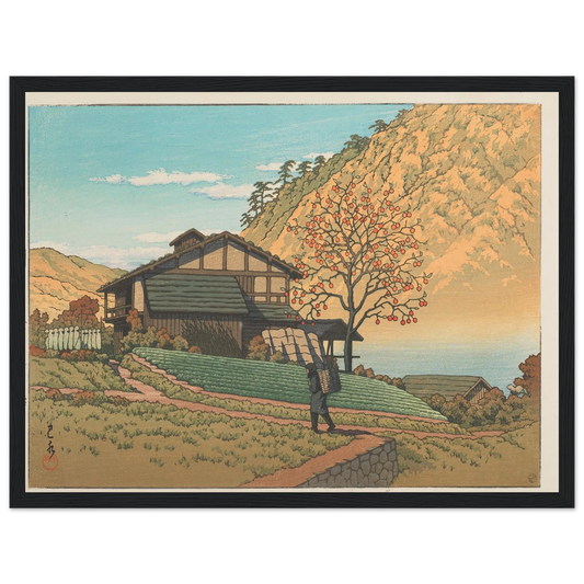 Kawarahata (Gunma) (1955) Art Print | Kawase Hasui - Framed Poster - 30x40 cm / 12x16″ - Black frame