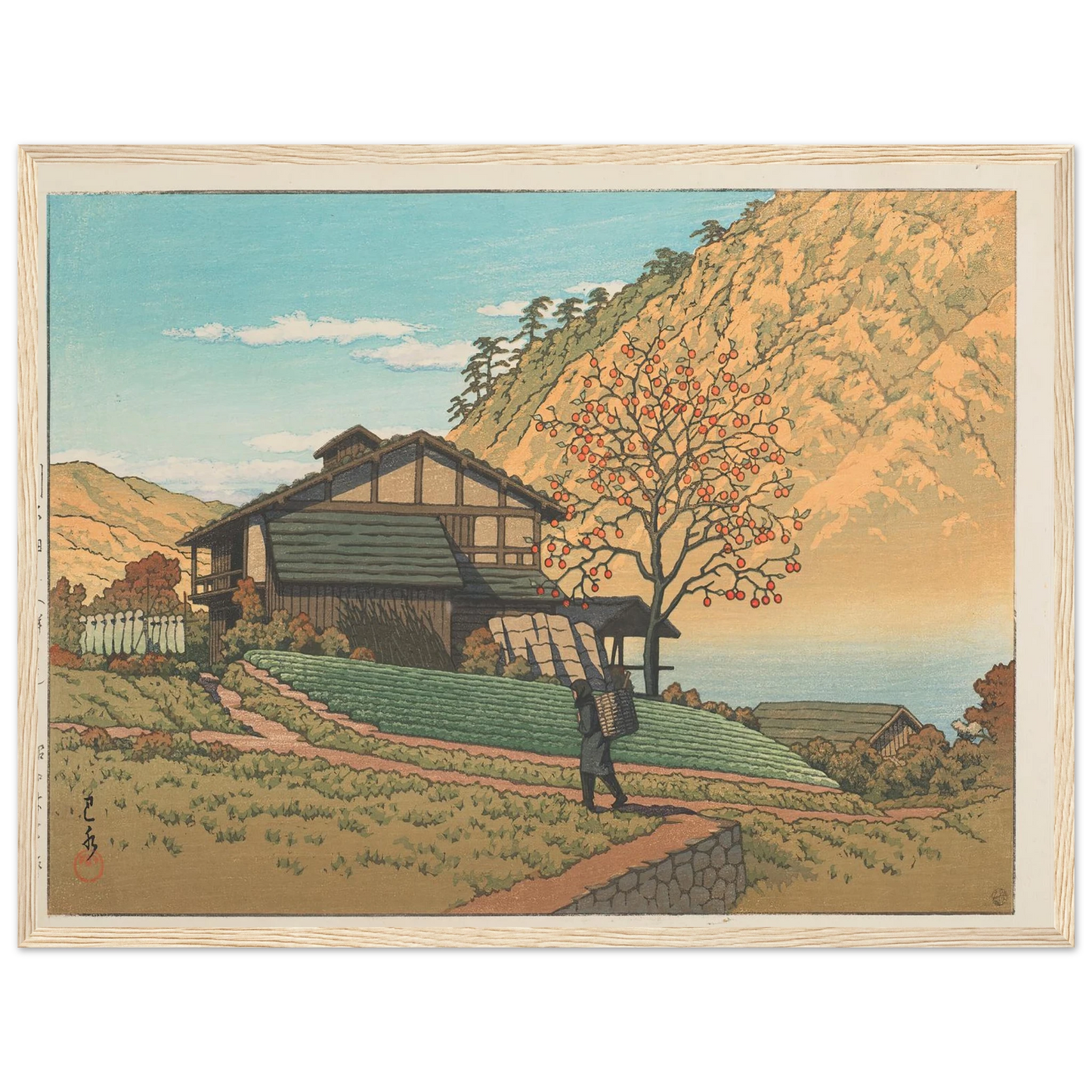 Kawarahata (Gunma) (1955) Art Print | Kawase Hasui - Framed Poster - 30x40 cm / 12x16″ - Black frame