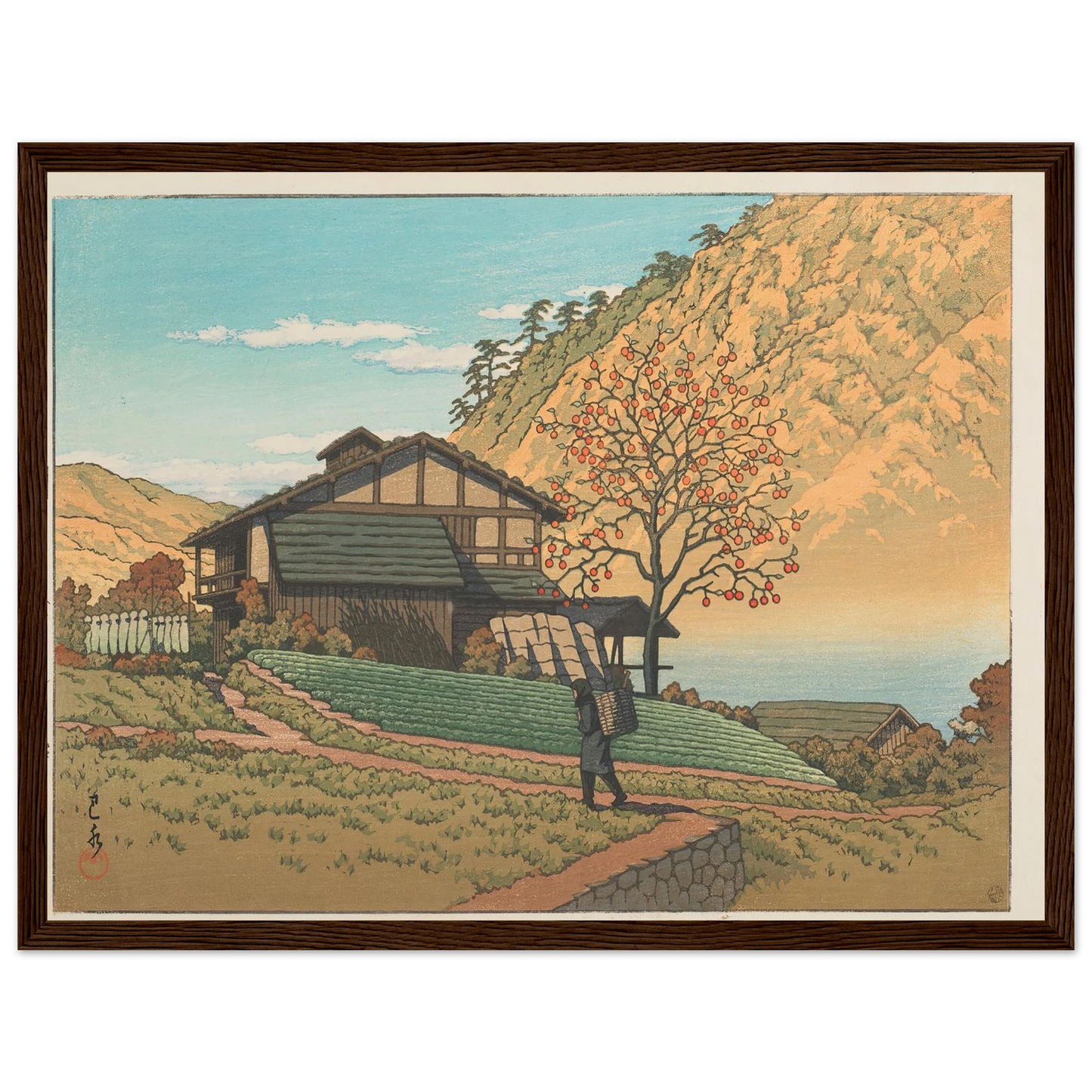Kawarahata (Gunma) (1955) Art Print | Kawase Hasui - Framed Poster - 30x40 cm / 12x16″ - Black frame