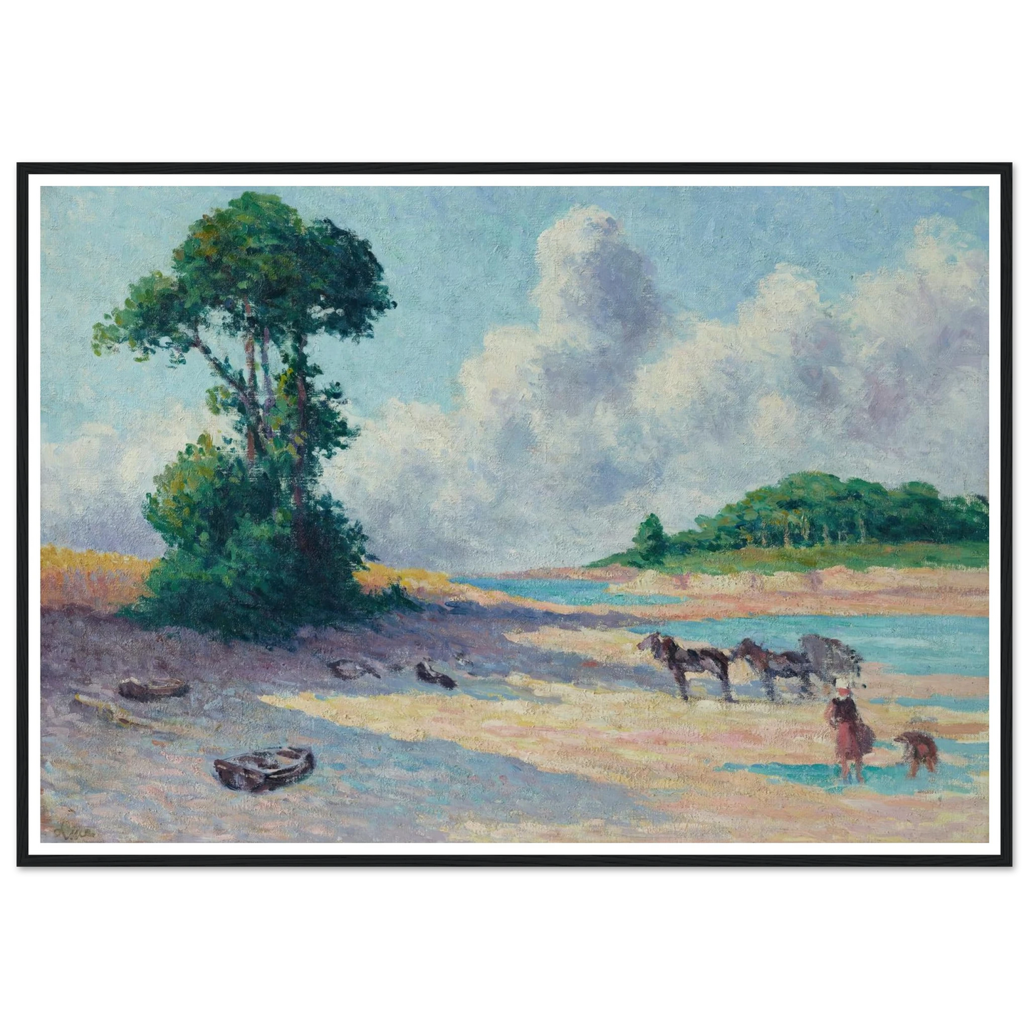 Kermouster, Embouchure du Trieux (circa 1914-1915) Art Print | Maximilien Luce - Framed Poster - 30x40 cm / 12x16″ - Black frame