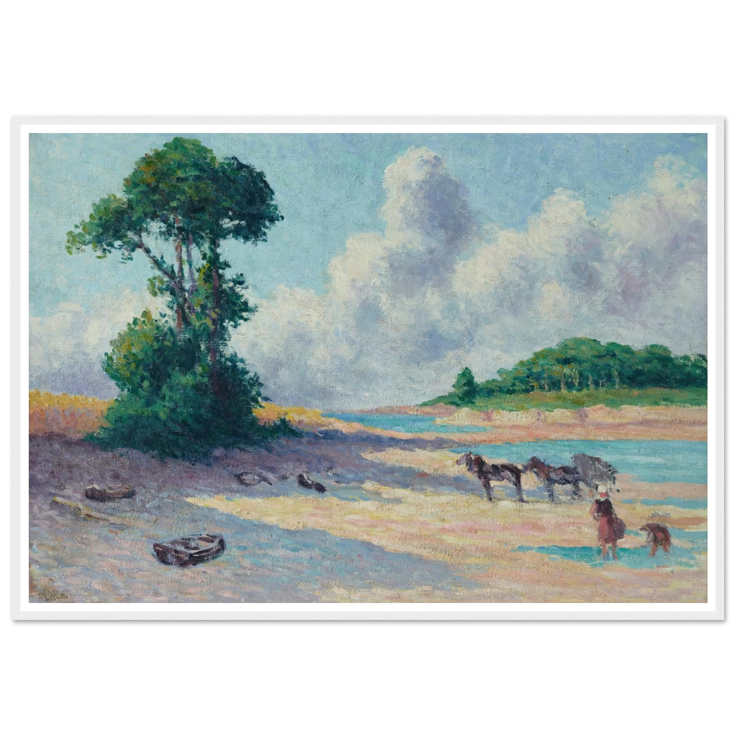 Kermouster, Embouchure du Trieux (circa 1914-1915) Art Print | Maximilien Luce - Framed Poster - 30x40 cm / 12x16″ - Black frame