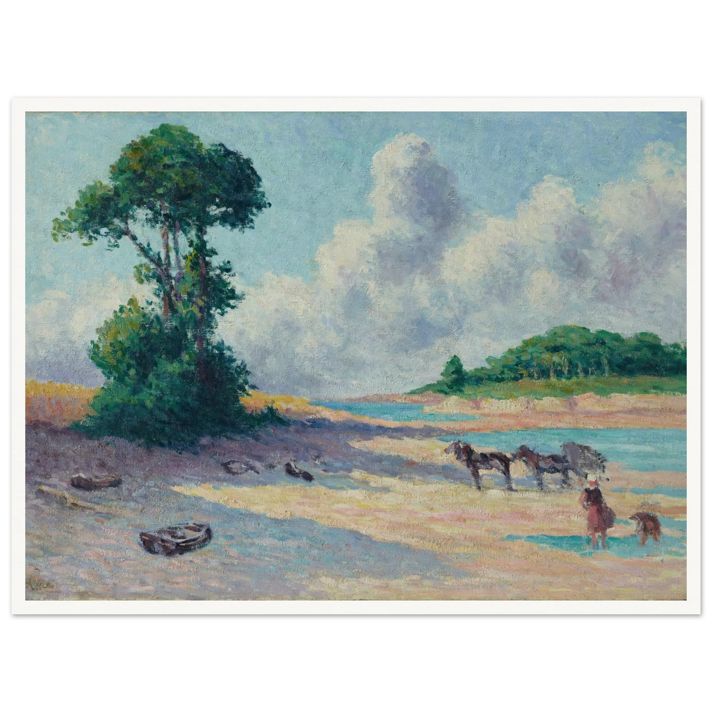 Kermouster, Embouchure du Trieux (circa 1914-1915) Art Print | Maximilien Luce - Framed Poster - 30x40 cm / 12x16″ - Black frame