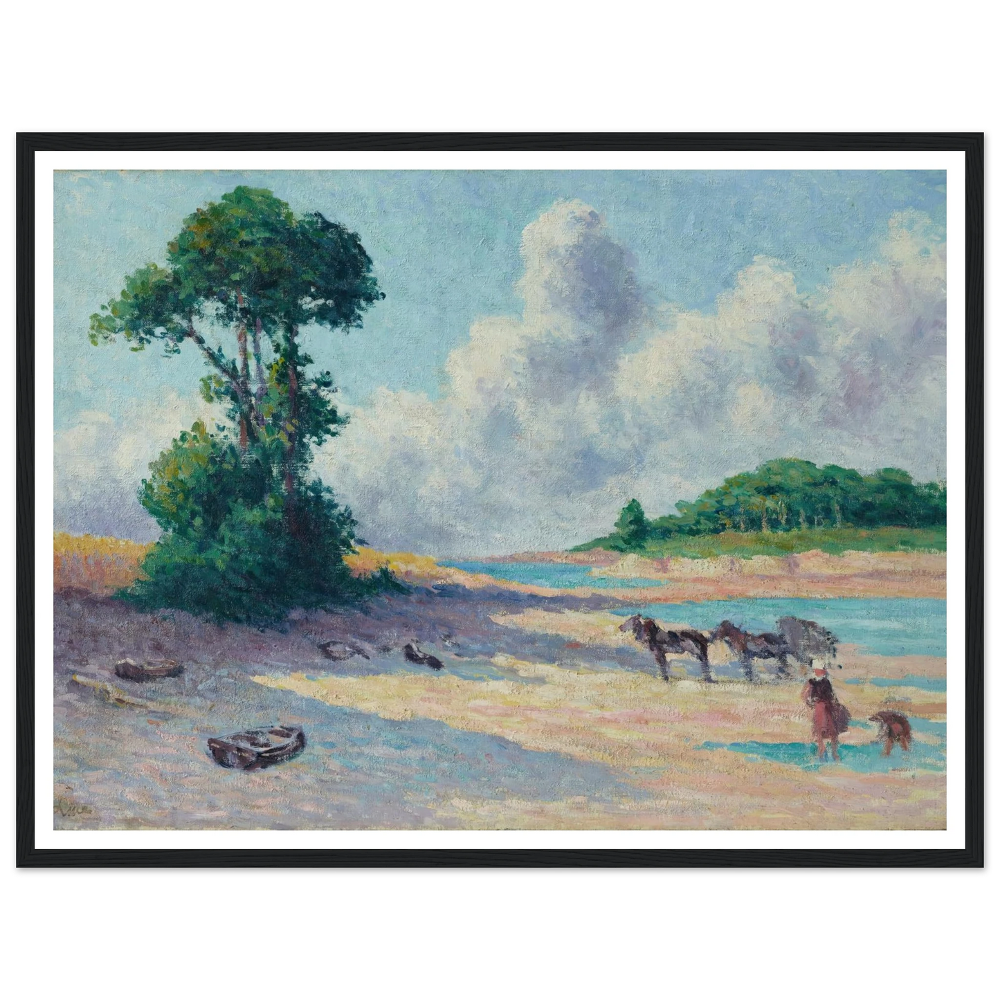 Kermouster, Embouchure du Trieux (circa 1914-1915) Art Print | Maximilien Luce - Framed Poster - 30x40 cm / 12x16″ - Black frame
