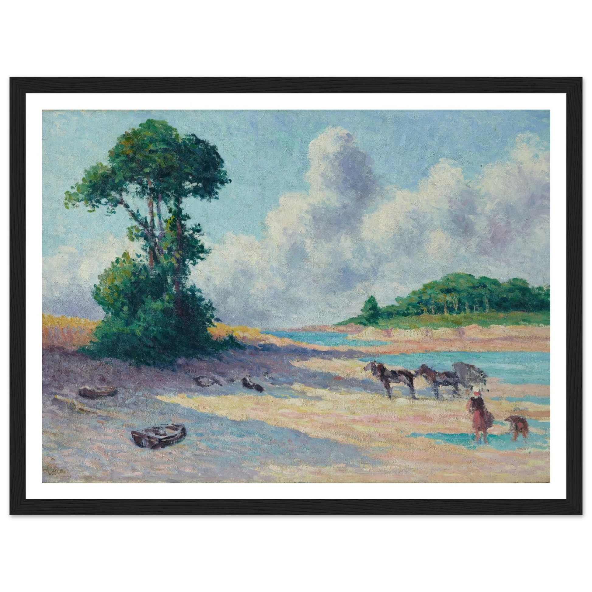 Kermouster, Embouchure du Trieux (circa 1914-1915) Art Print | Maximilien Luce - Framed Poster - 30x40 cm / 12x16″ - Black frame