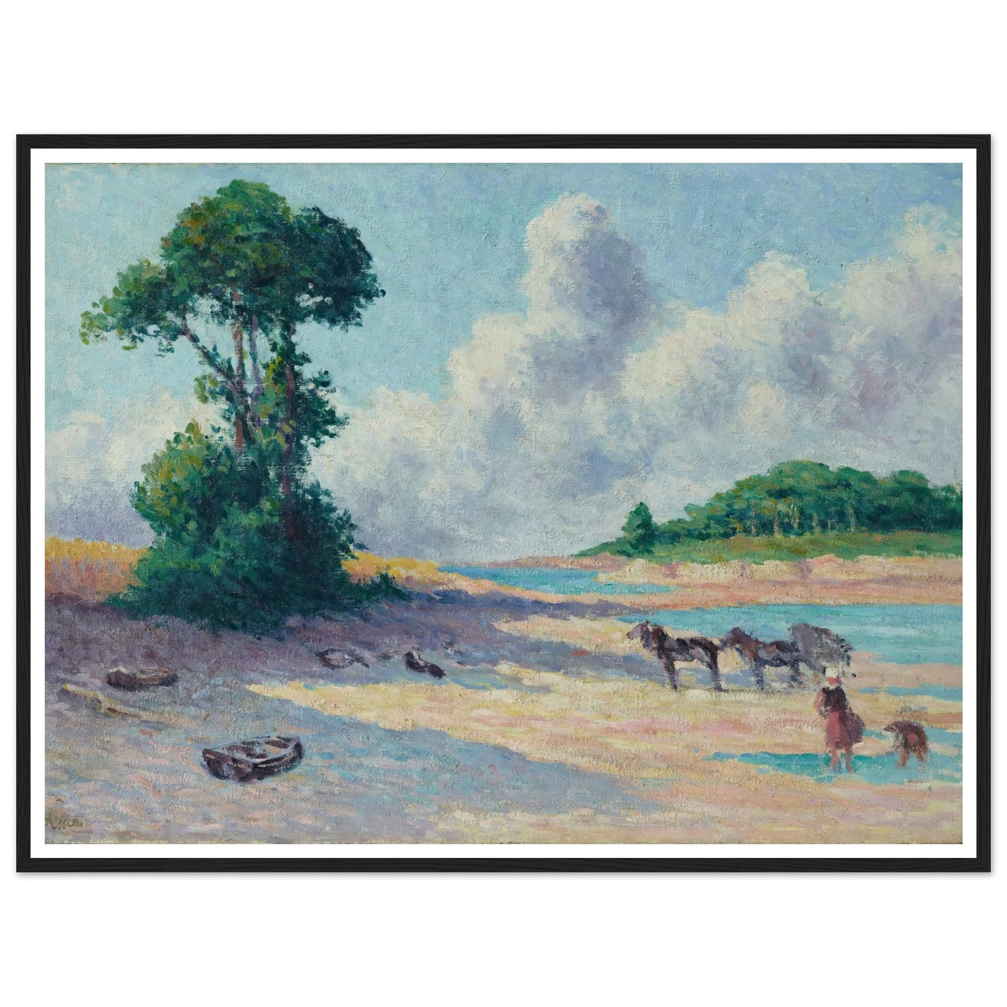 Kermouster, Embouchure du Trieux (circa 1914-1915) Art Print | Maximilien Luce - Framed Poster - 30x40 cm / 12x16″ - Black frame