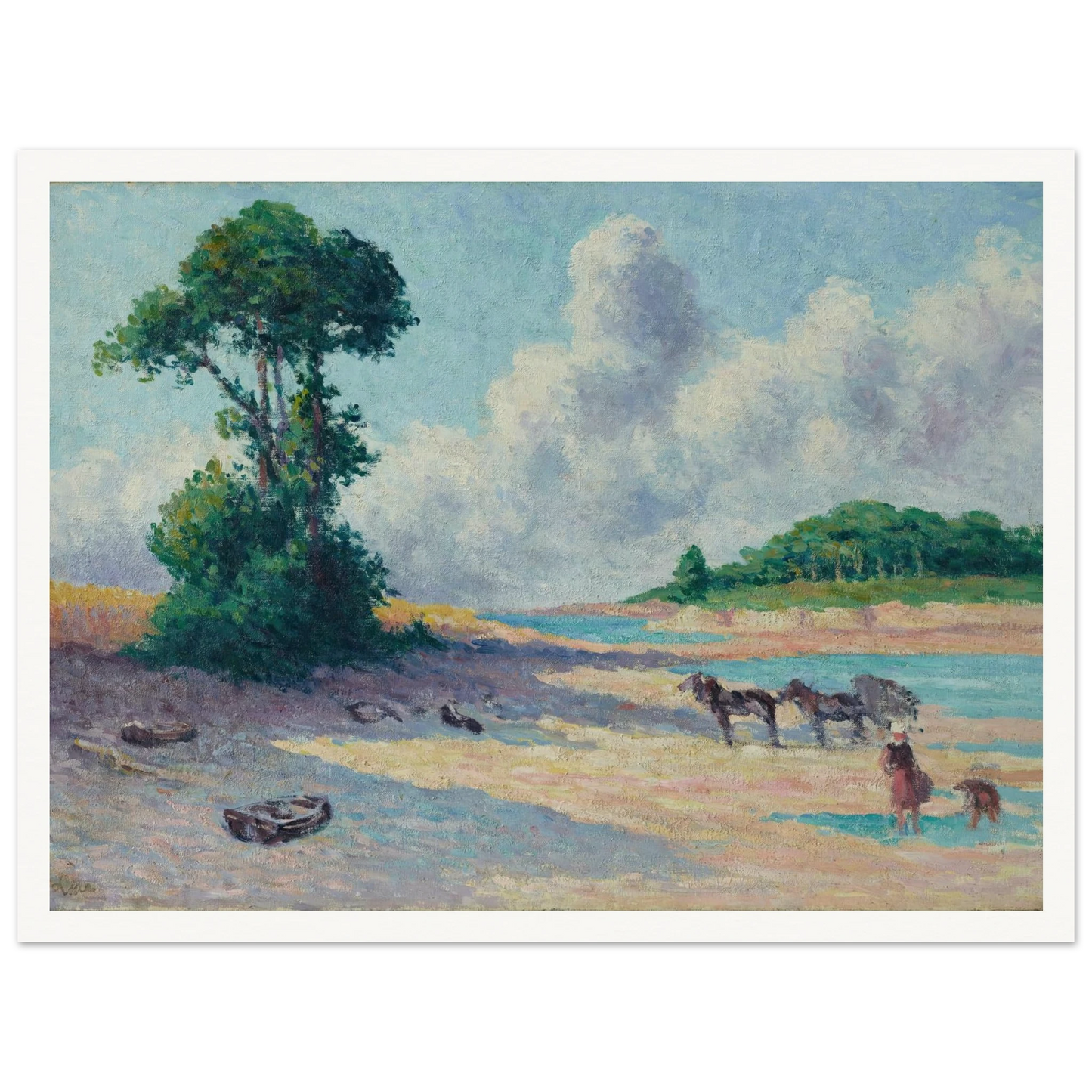 Kermouster, Embouchure du Trieux (circa 1914-1915) Art Print | Maximilien Luce - Framed Poster - 30x40 cm / 12x16″ - Black frame