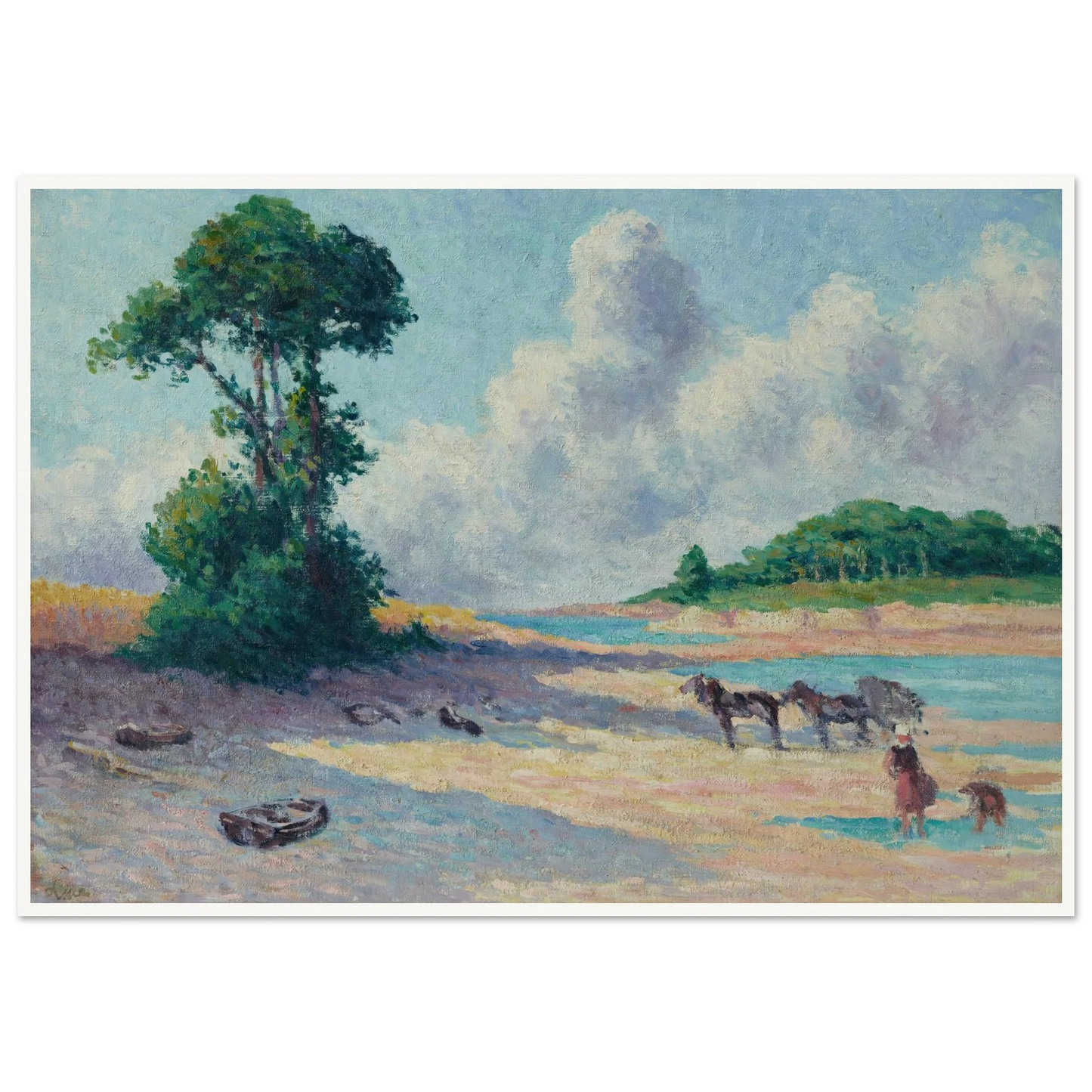 Kermouster, Embouchure du Trieux (circa 1914-1915) Art Print | Maximilien Luce - Framed Poster - 30x40 cm / 12x16″ - Black frame