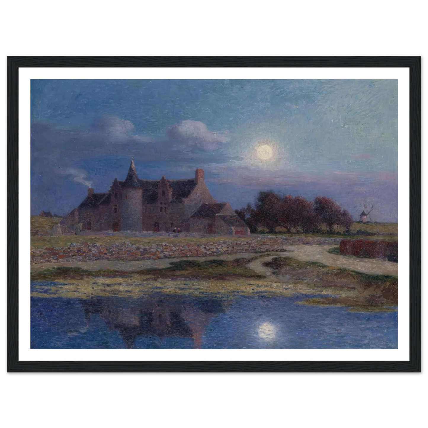 Kervaudu Under the Clear Moon Art Print | Ferdinand du Puigaudeau - Framed Poster - 30x40 cm / 12x16″ - Black frame