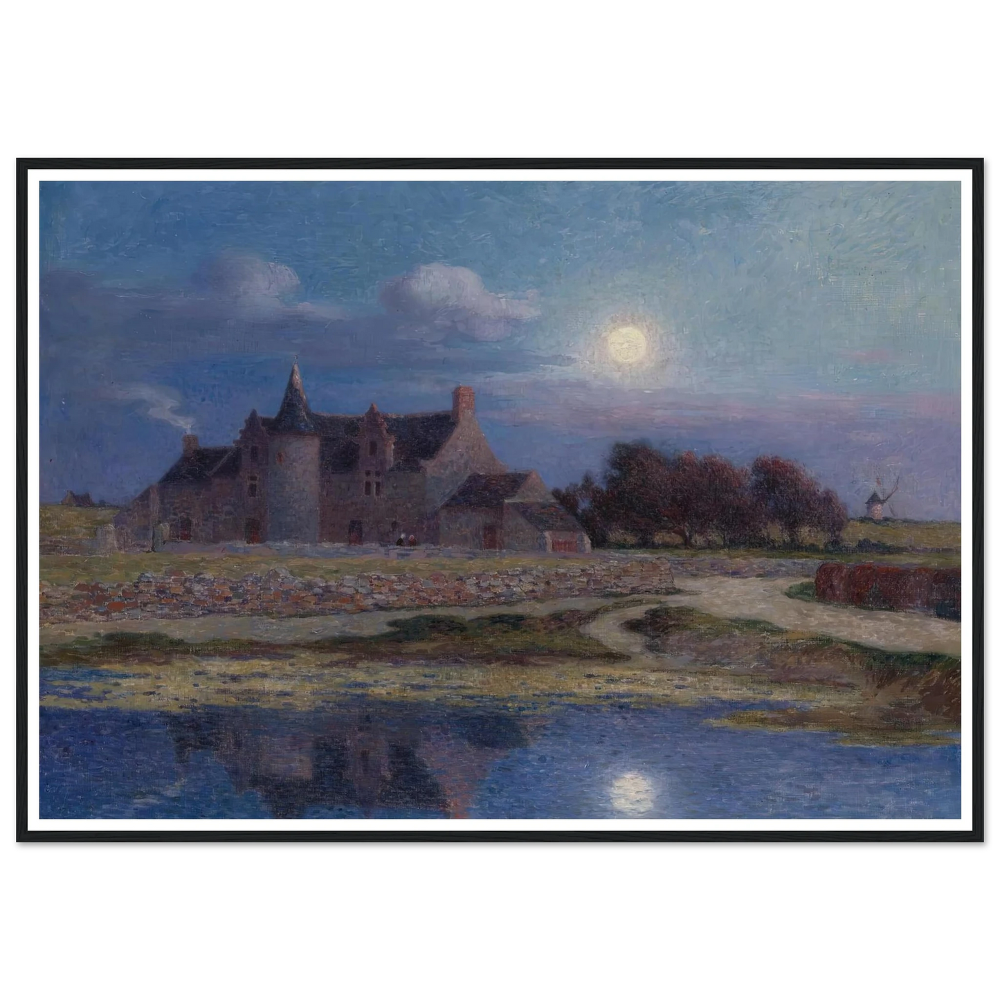 Kervaudu Under the Clear Moon Art Print | Ferdinand du Puigaudeau - Framed Poster - 30x40 cm / 12x16″ - Black frame