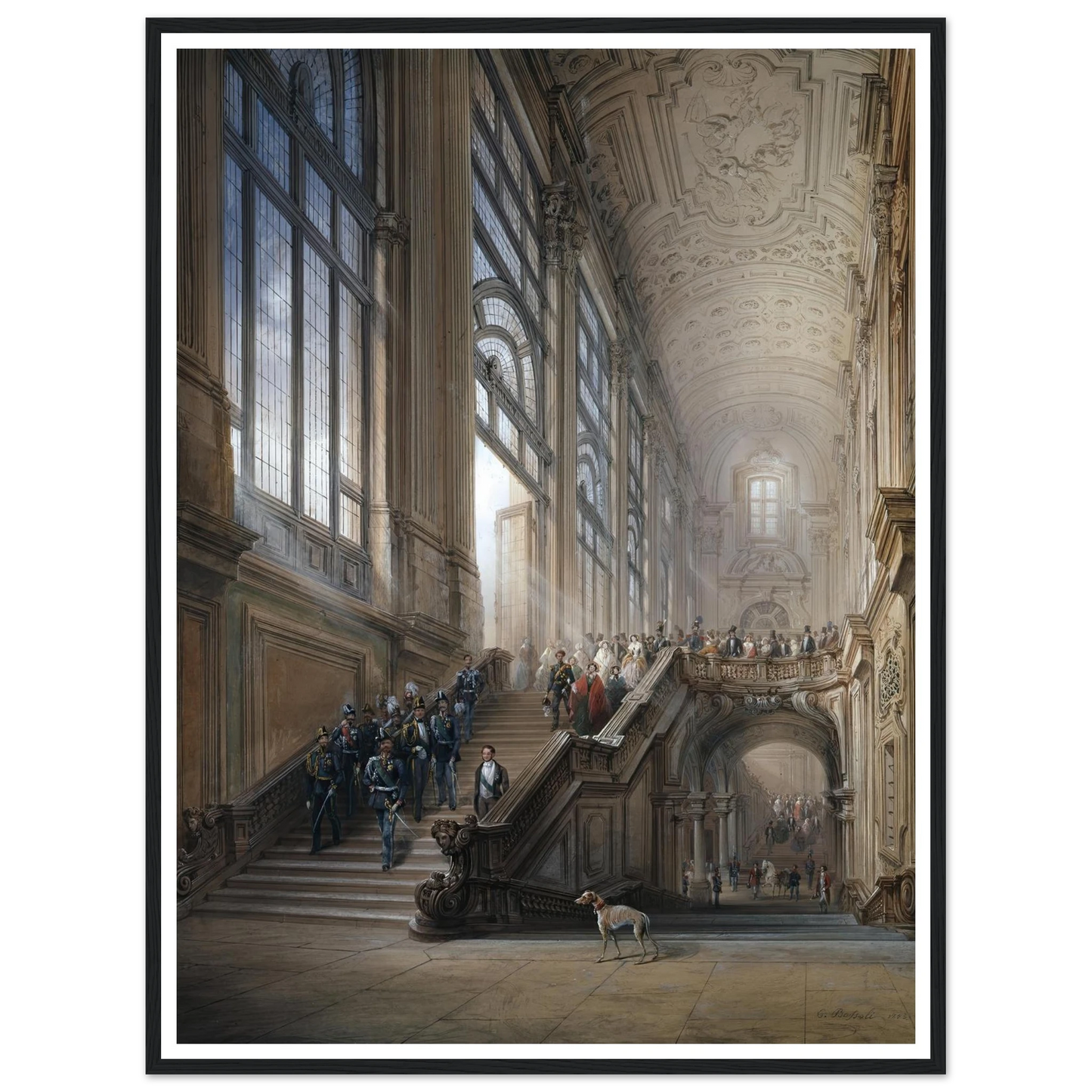 King Victor Emanuel II and Camillo Cavour at the opening of the’ Senato Subalpino’ (1853) Art Print | Carlo Bossoli - Framed Poster - 30x40 cm / 12x16″ - Black frame