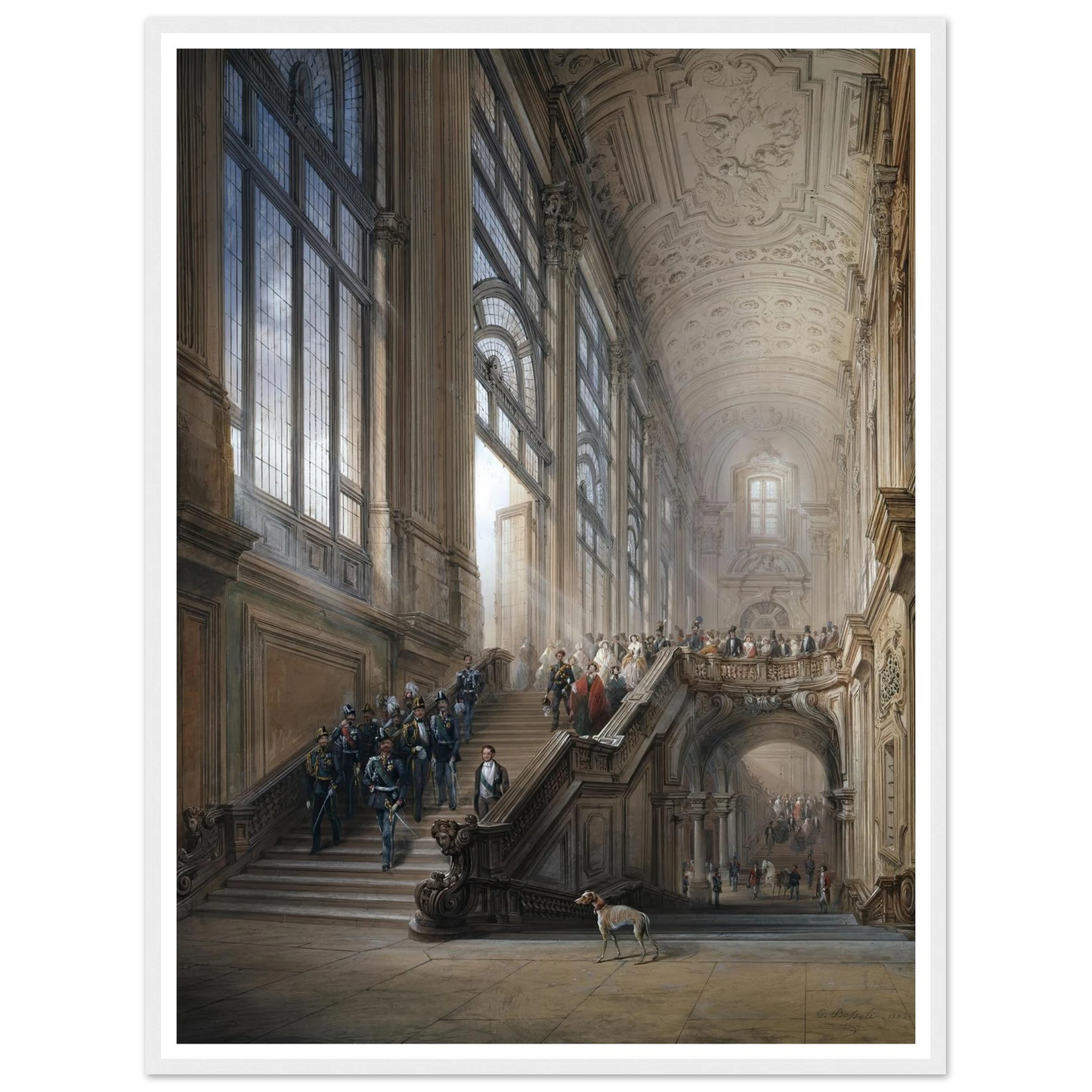 King Victor Emanuel II and Camillo Cavour at the opening of the’ Senato Subalpino’ (1853) Art Print | Carlo Bossoli - Framed Poster - 30x40 cm / 12x16″ - Black frame