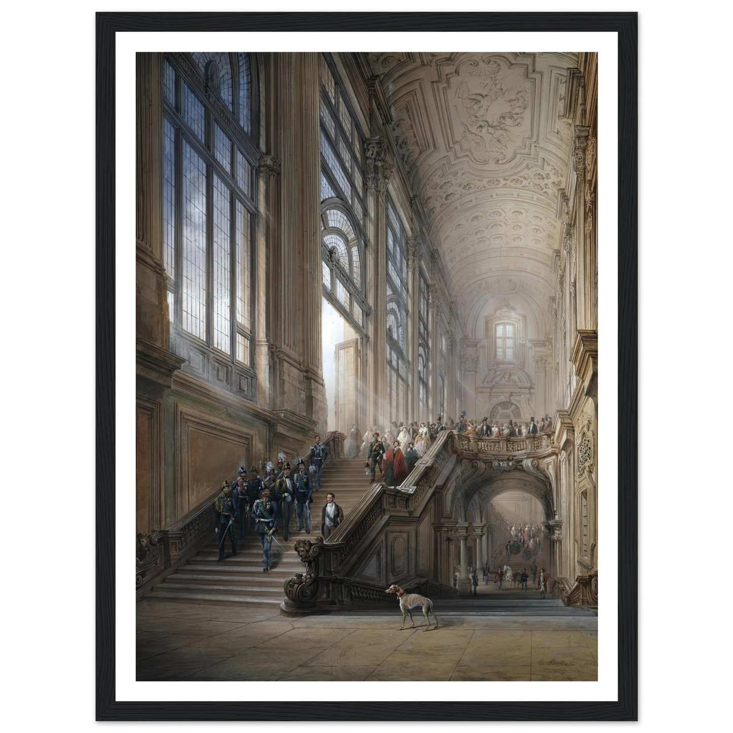 King Victor Emanuel II and Camillo Cavour at the opening of the’ Senato Subalpino’ (1853) Art Print | Carlo Bossoli - Framed Poster - 30x40 cm / 12x16″ - Black frame