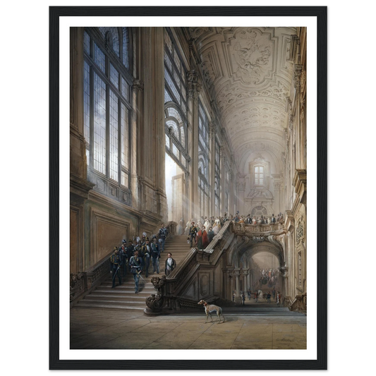 King Victor Emanuel II and Camillo Cavour at the opening of the’ Senato Subalpino’ (1853) Art Print | Carlo Bossoli - Framed Poster - 30x40 cm / 12x16″ - Black frame