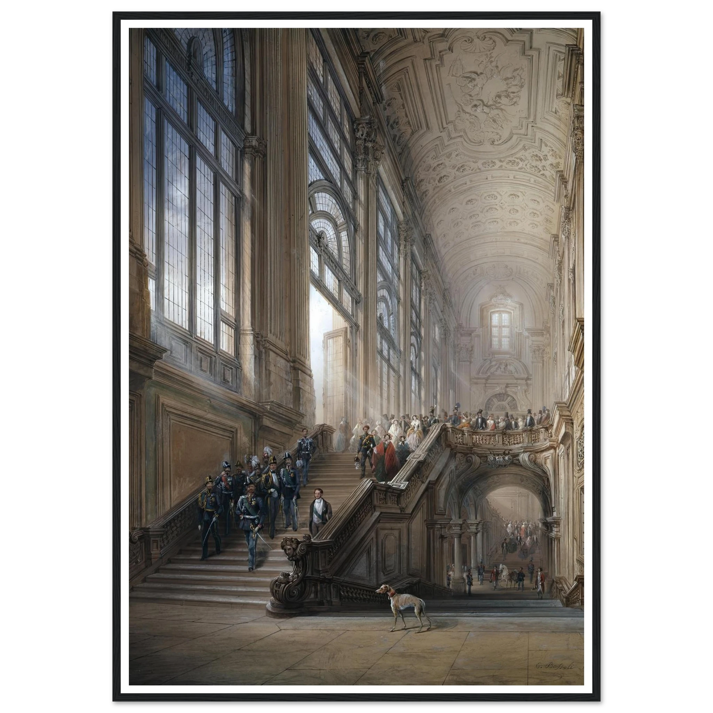 King Victor Emanuel II and Camillo Cavour at the opening of the’ Senato Subalpino’ (1853) Art Print | Carlo Bossoli - Framed Poster - 30x40 cm / 12x16″ - Black frame