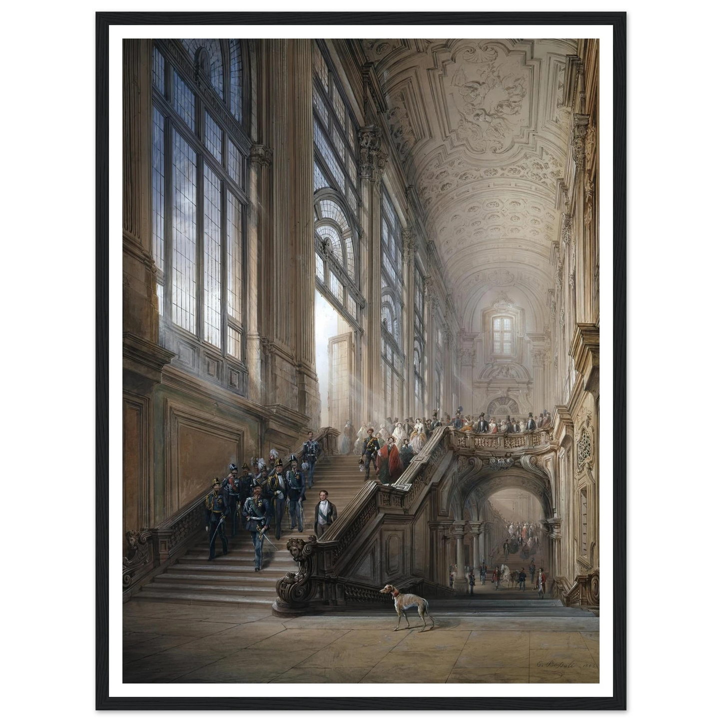 King Victor Emanuel II and Camillo Cavour at the opening of the’ Senato Subalpino’ (1853) Art Print | Carlo Bossoli - Framed Poster - 30x40 cm / 12x16″ - Black frame