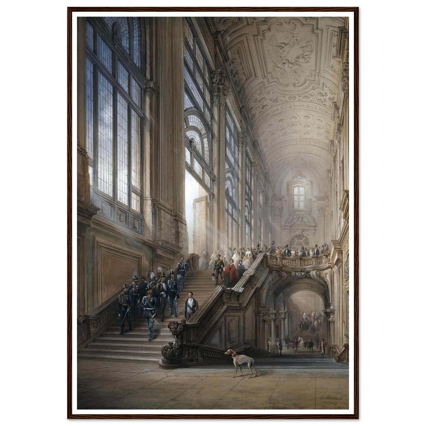 King Victor Emanuel II and Camillo Cavour at the opening of the’ Senato Subalpino’ (1853) Art Print | Carlo Bossoli - Framed Poster - 30x40 cm / 12x16″ - Black frame